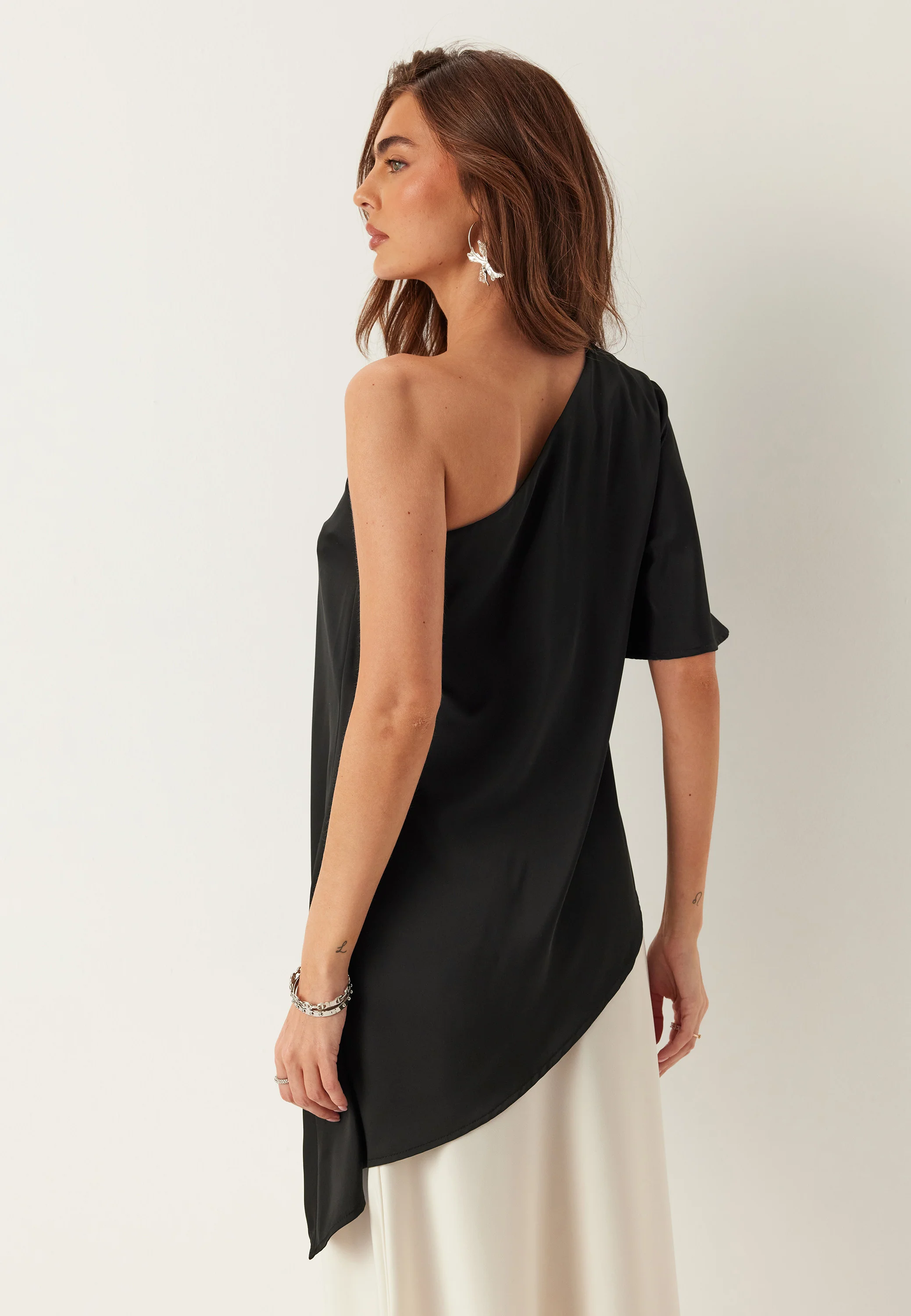 Asymmetric Satin Blouse - Image 3