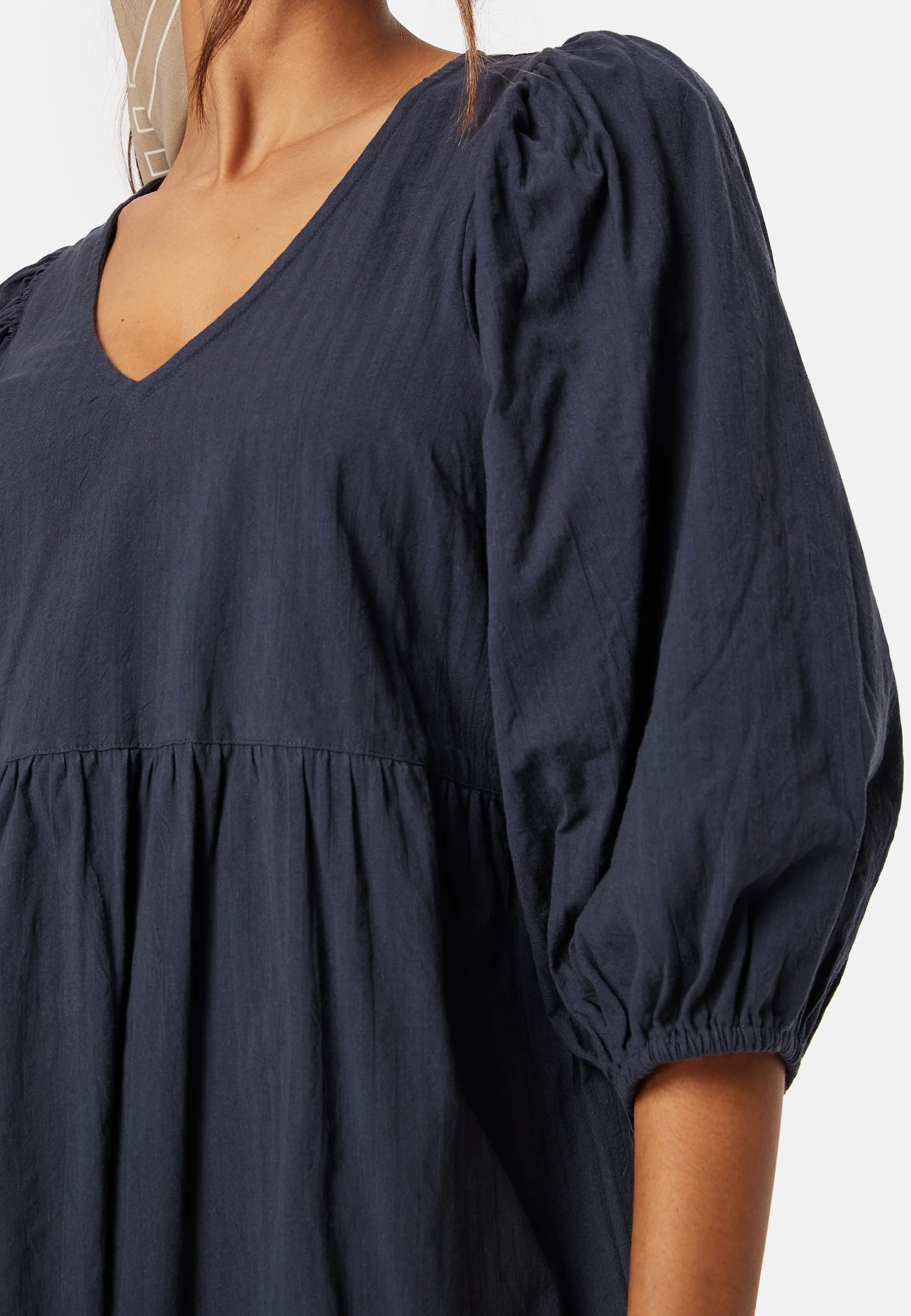 Balloon Sleeve Cotton Dress - Image 3