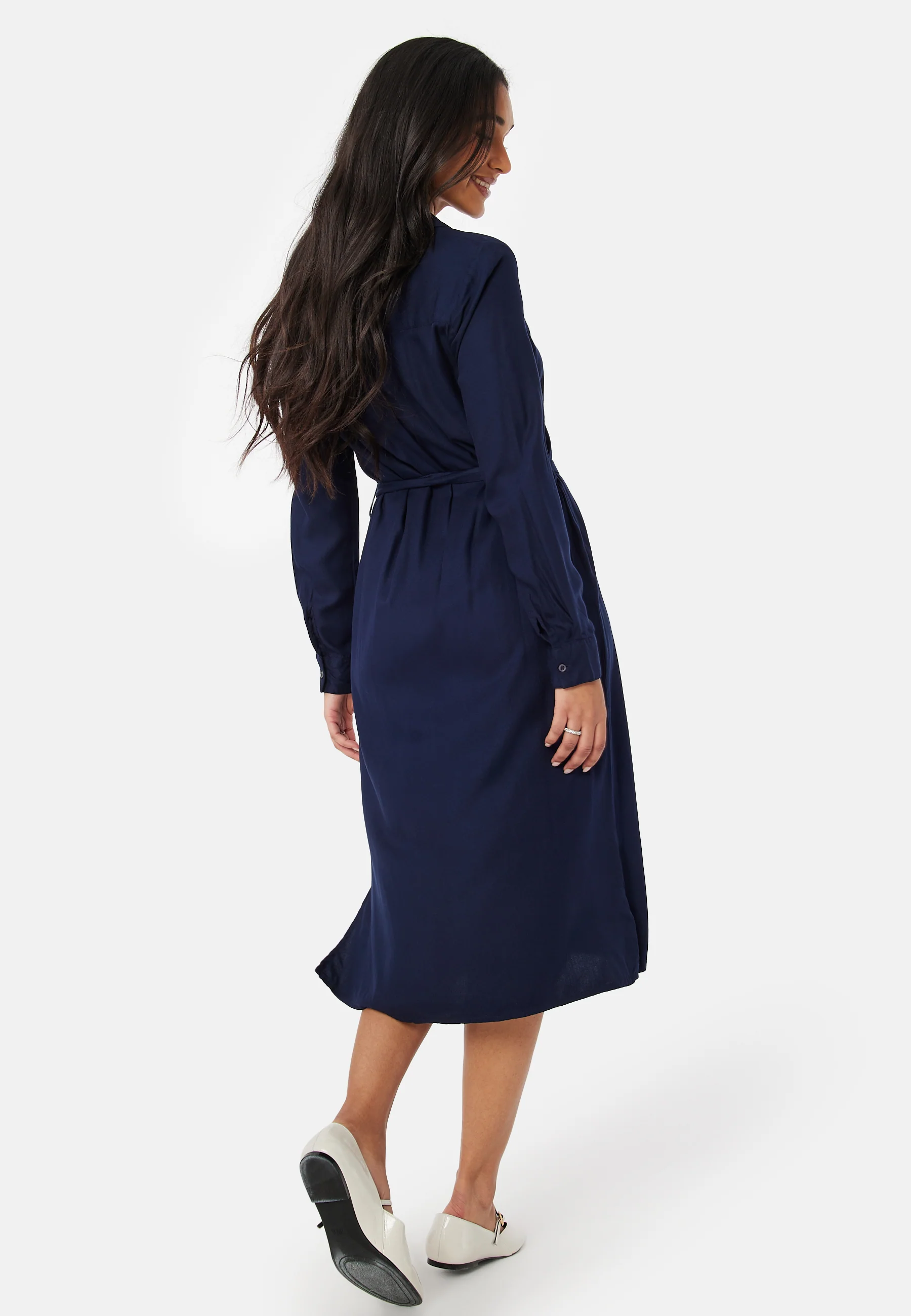 Belted L/S Viscose Shirt Dress - Image 2