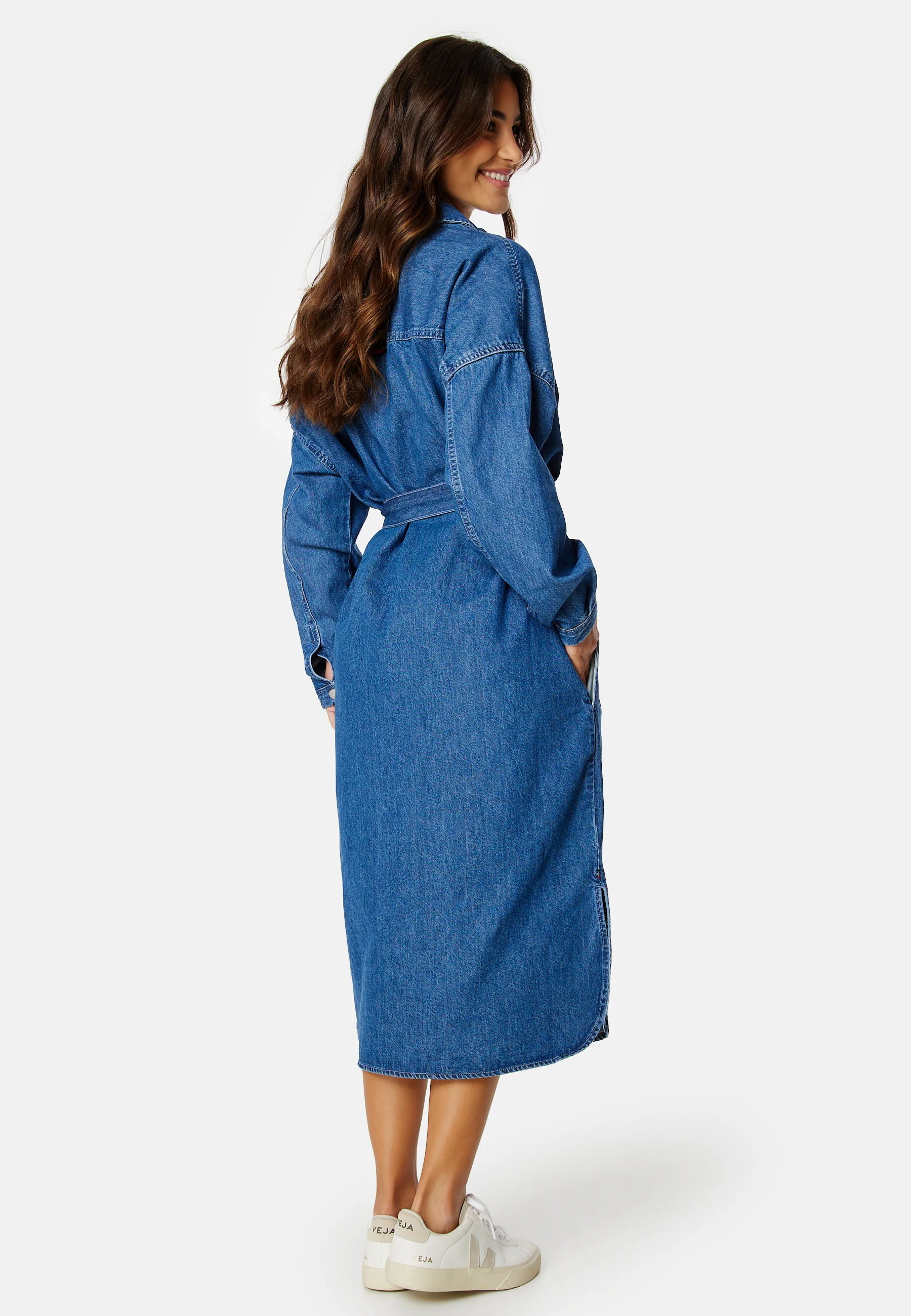 Chambray Midi Denim Shirt Dress - Image 2