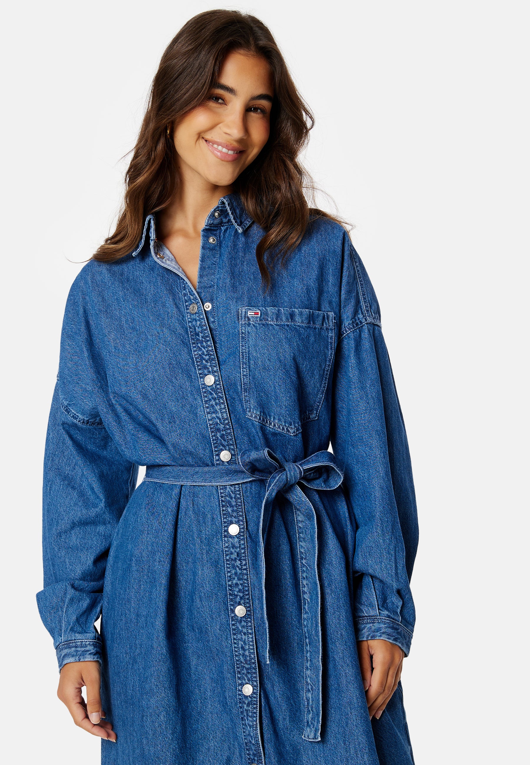 Chambray Midi Denim Shirt Dress - Image 3