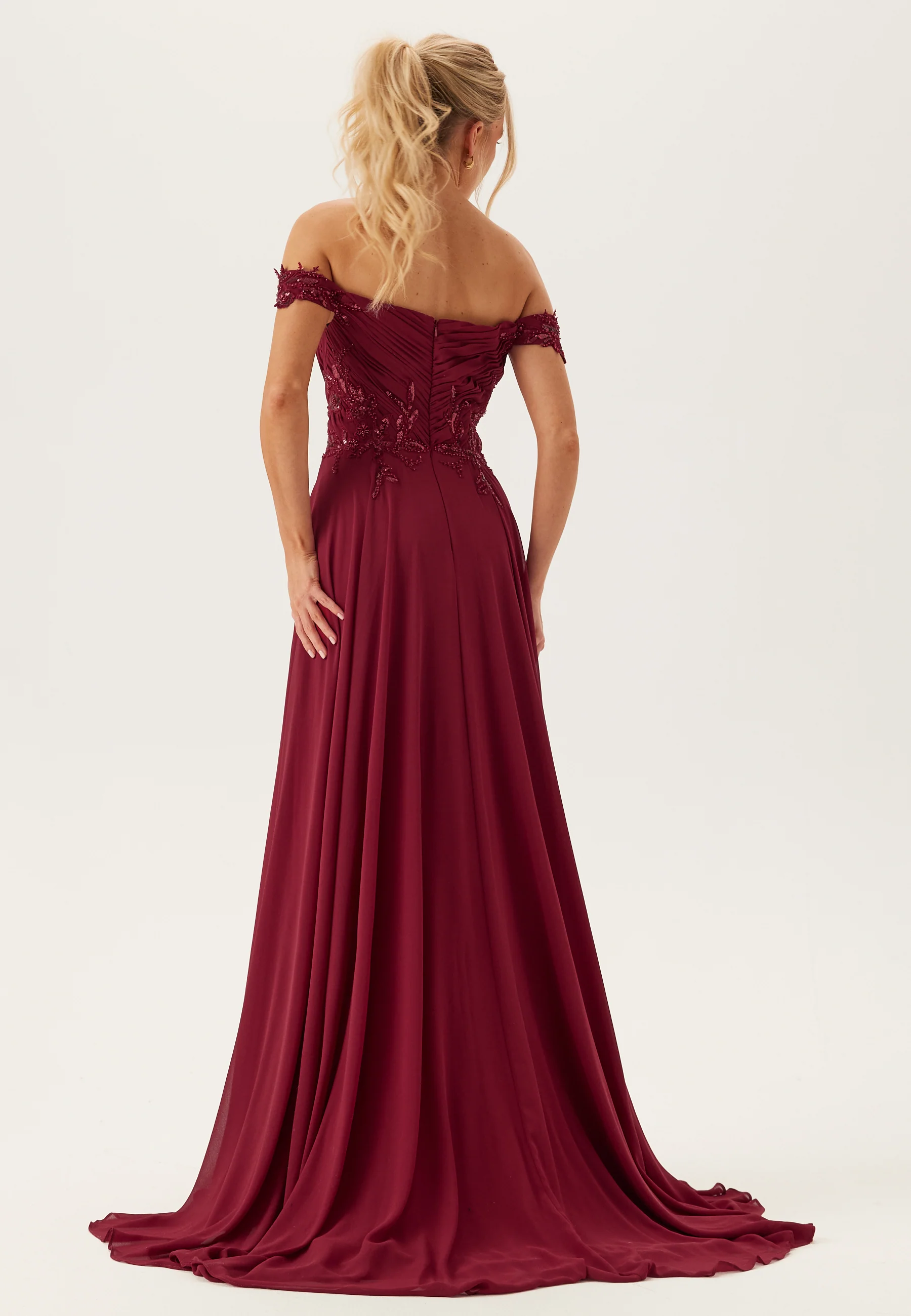 Chiffon Off Shoulder Evening Dress - Image 2