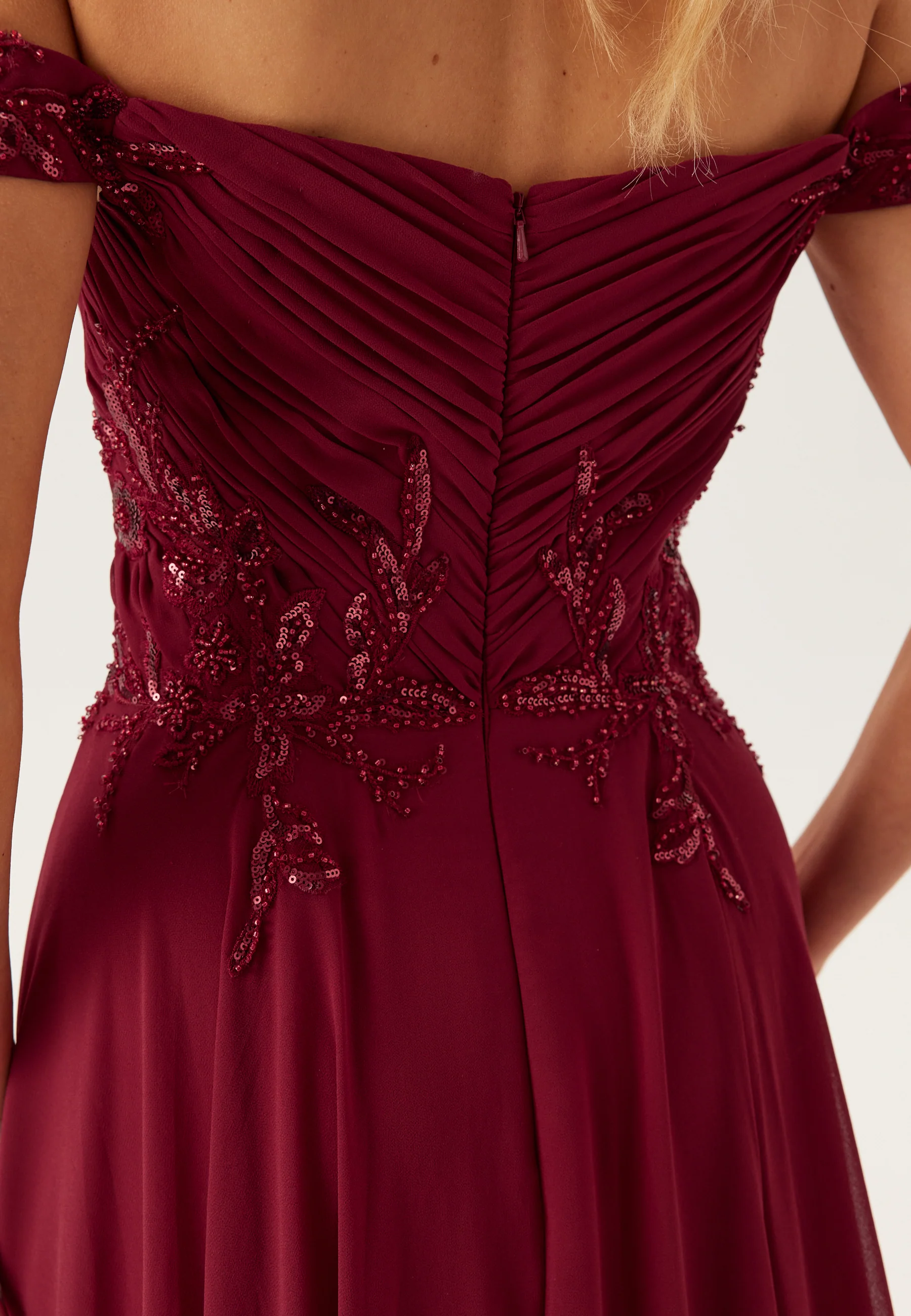 Chiffon Off Shoulder Evening Dress - Image 5