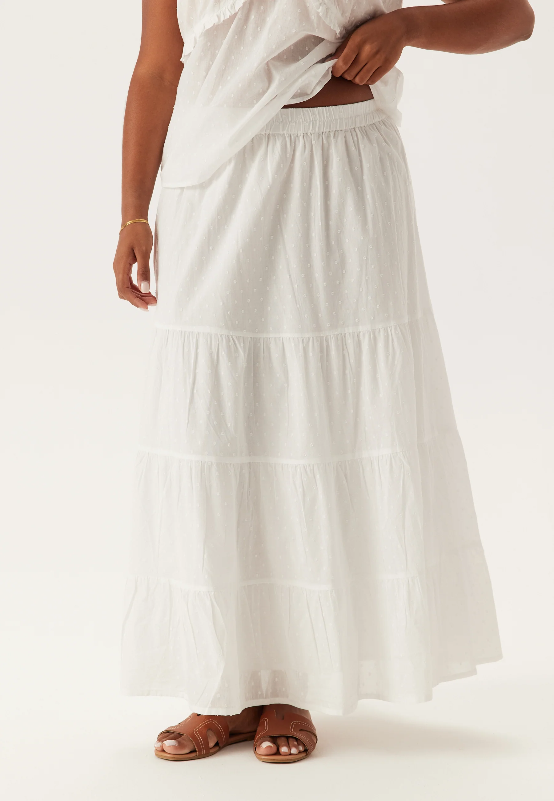 Cotton Dobby Dot Maxi Skirt - Image 7