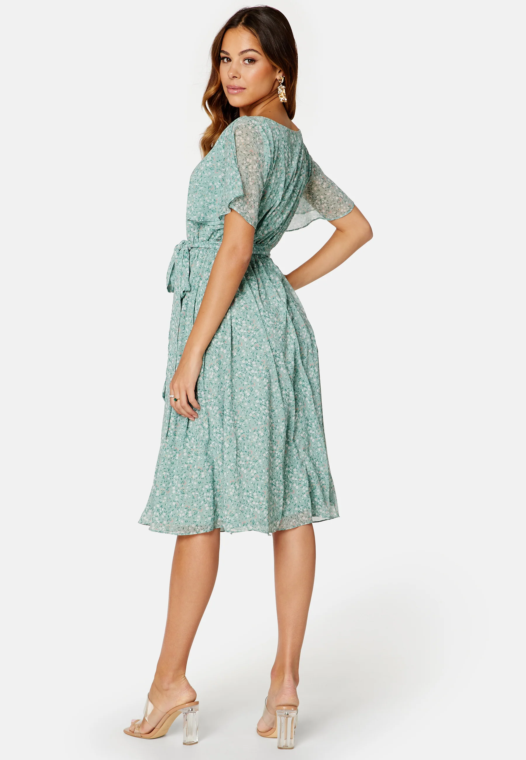 Ditsy Flutter Sleeve Midi Dress - Image 2