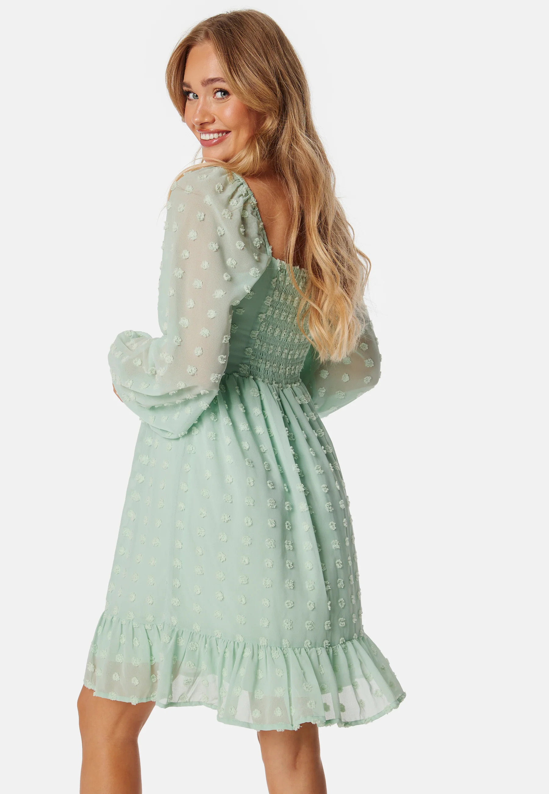 Dobby Dot Ruched Dress - Image 2