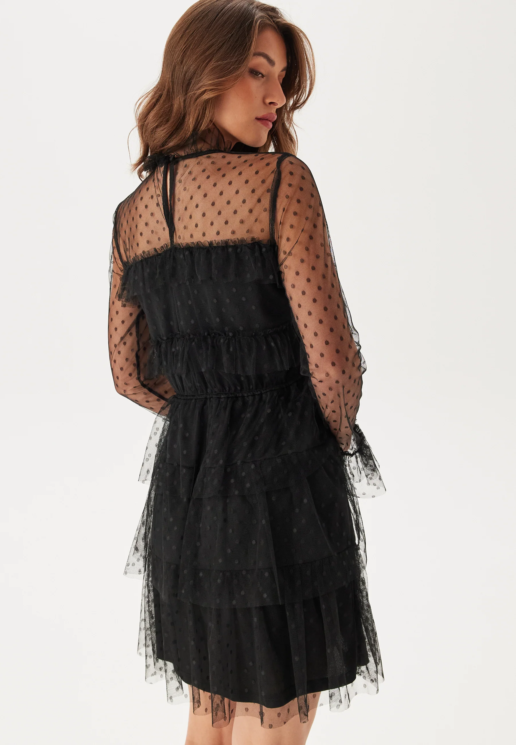 Dotted Mesh L/S Dress - Image 2