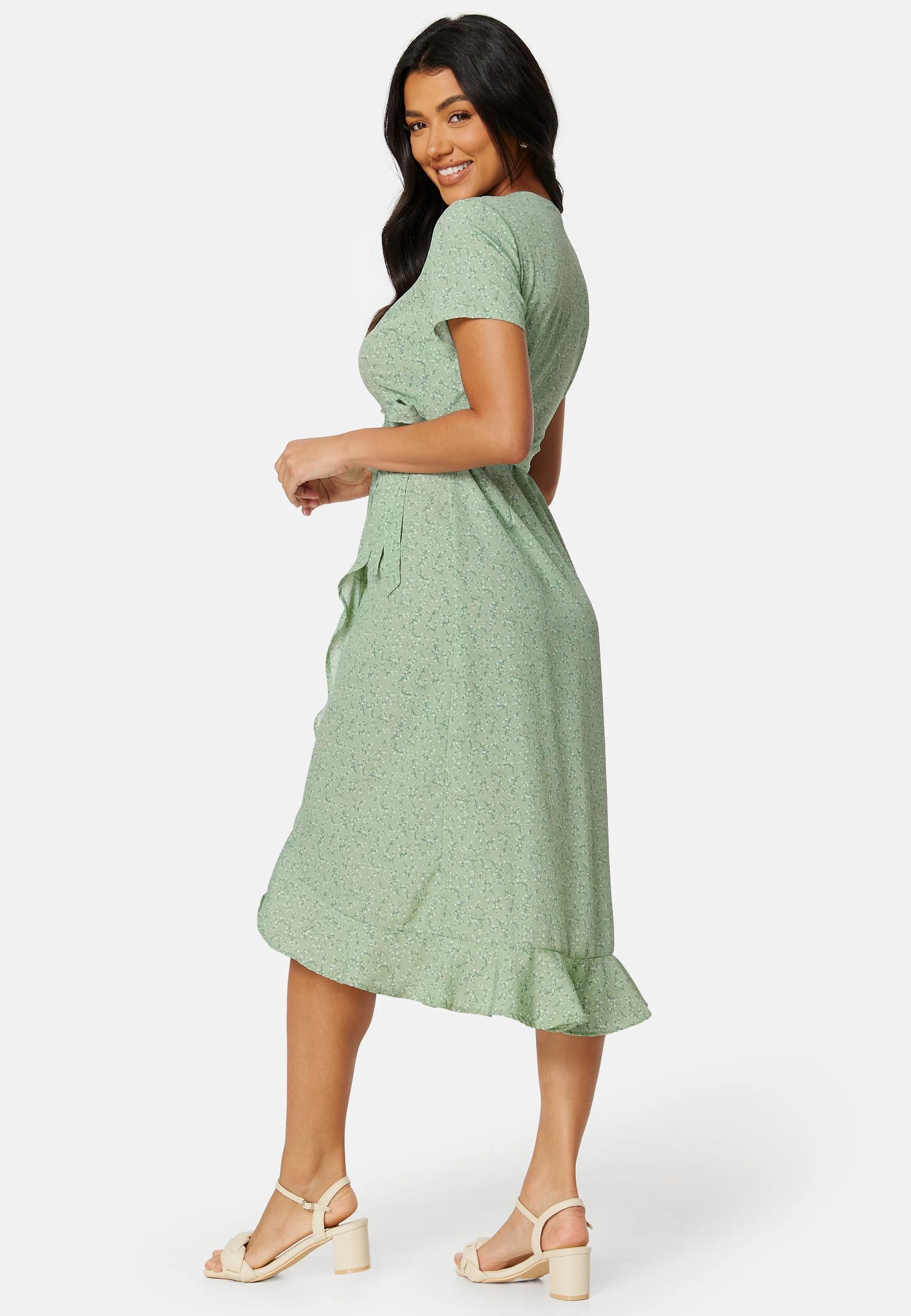 Flounce Midi Wrap Dress - Image 3