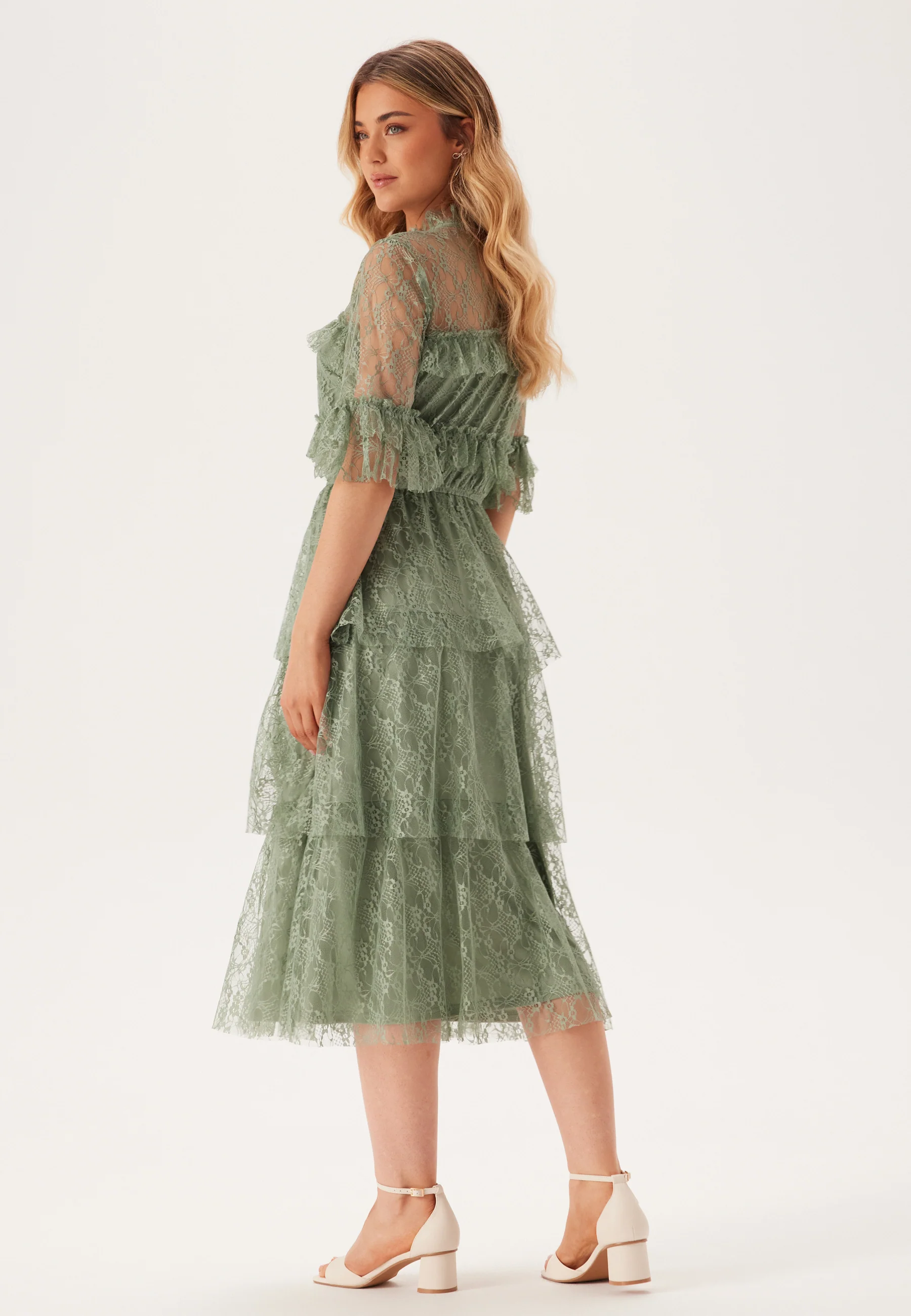 Frill Lace Midi Dress - Image 3