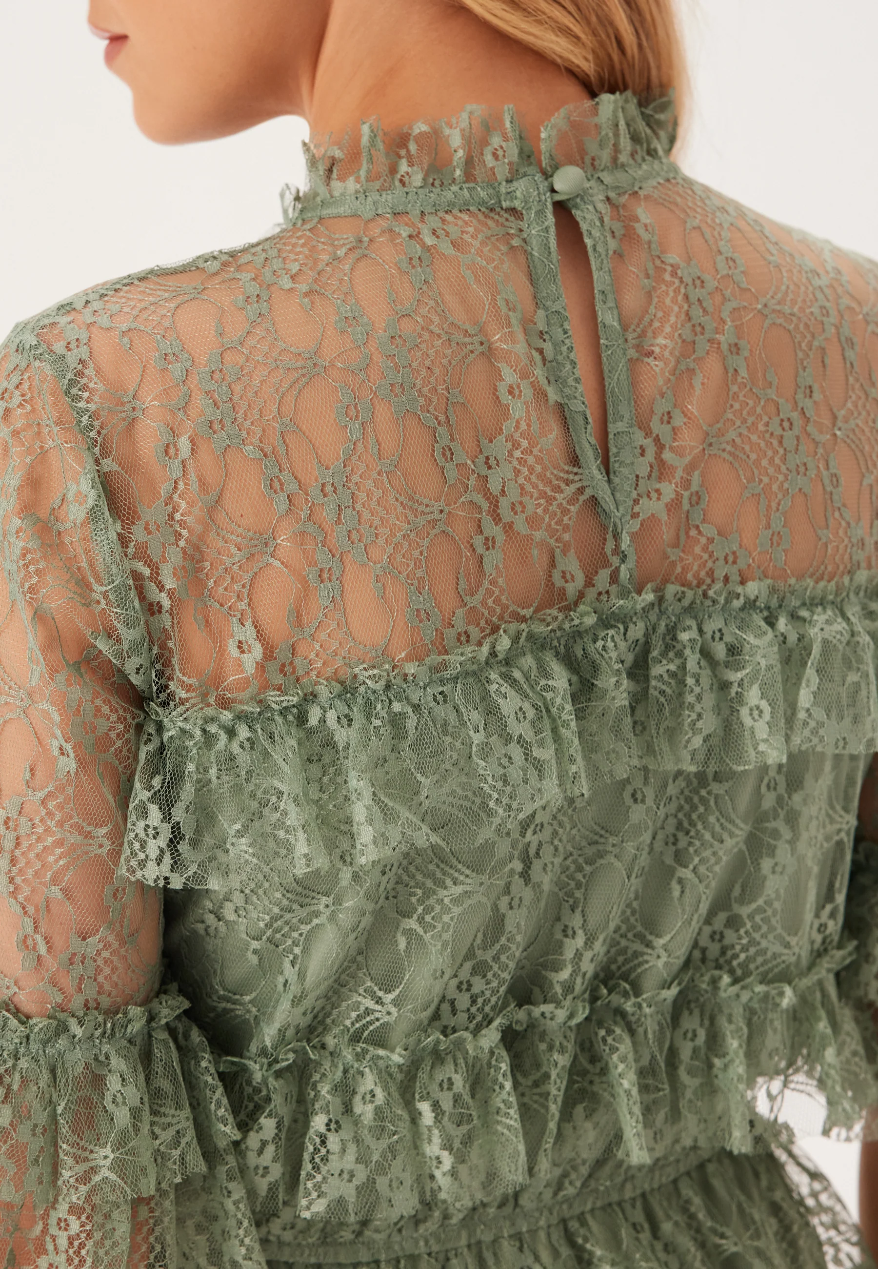 Frill Lace Midi Dress - Image 4