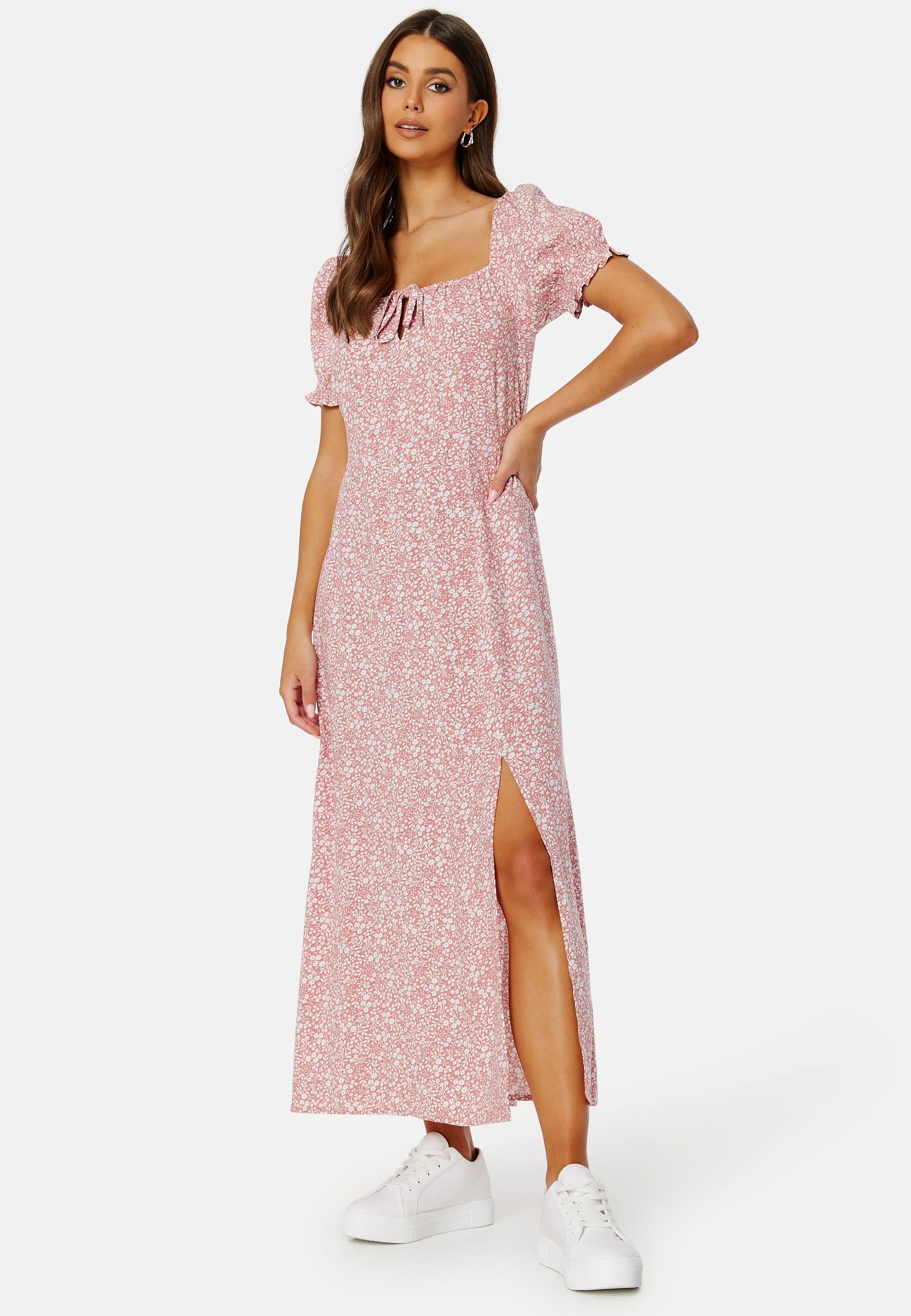 Front Tie Long Viscose Dress