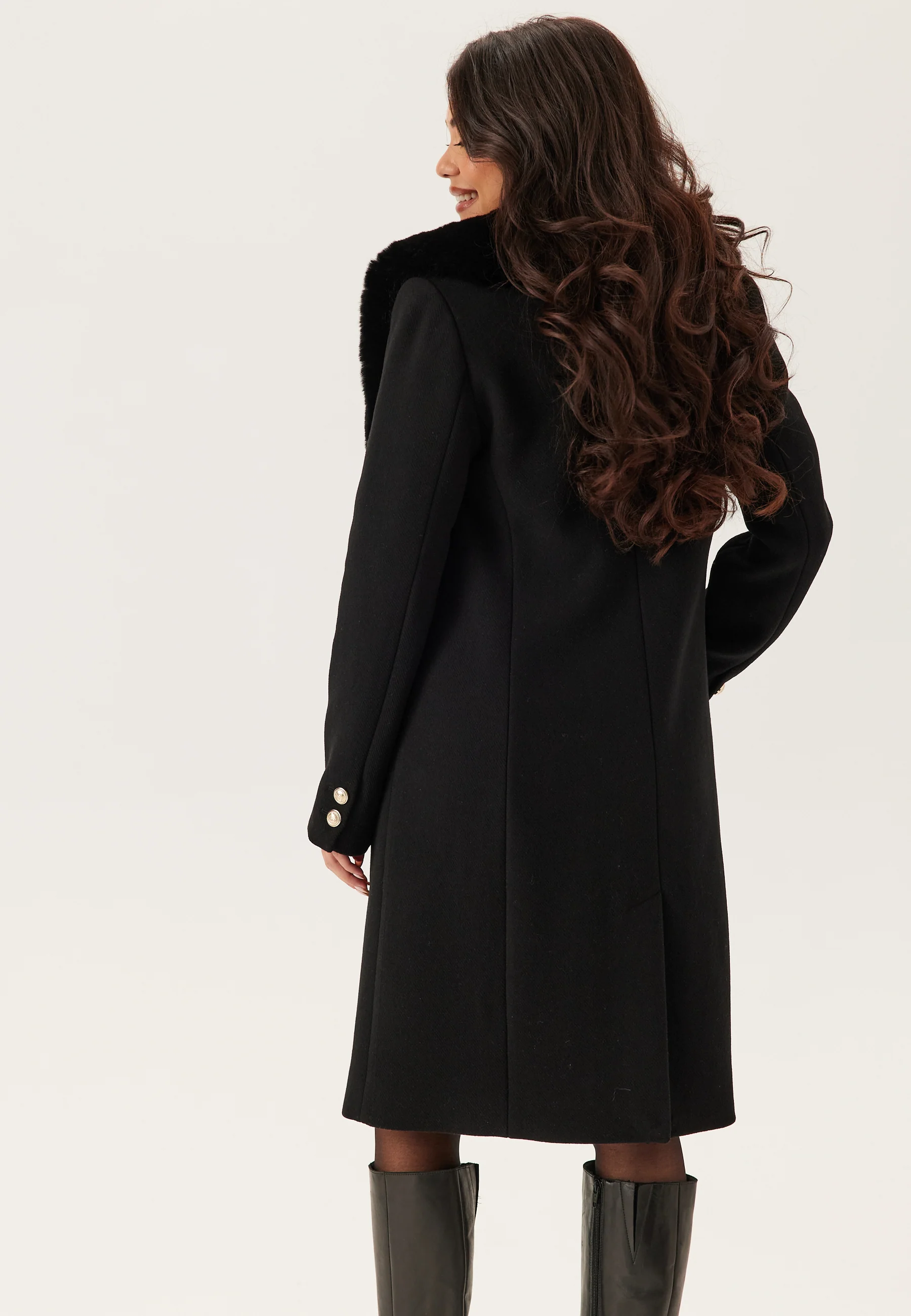 Fur Collar Wool Blend Coat - Image 3