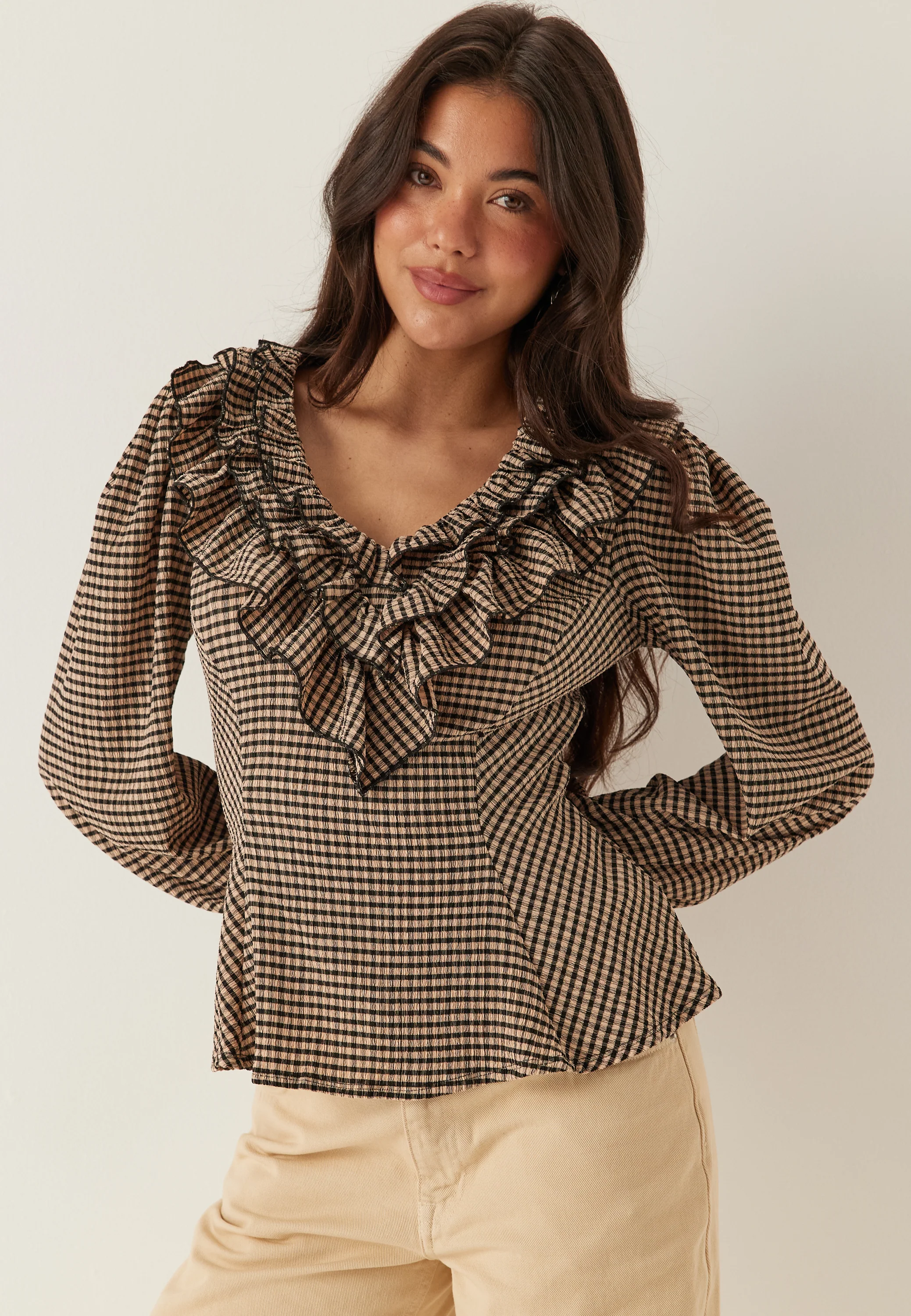 Jersey Frill Peplum Blouse - Image 5