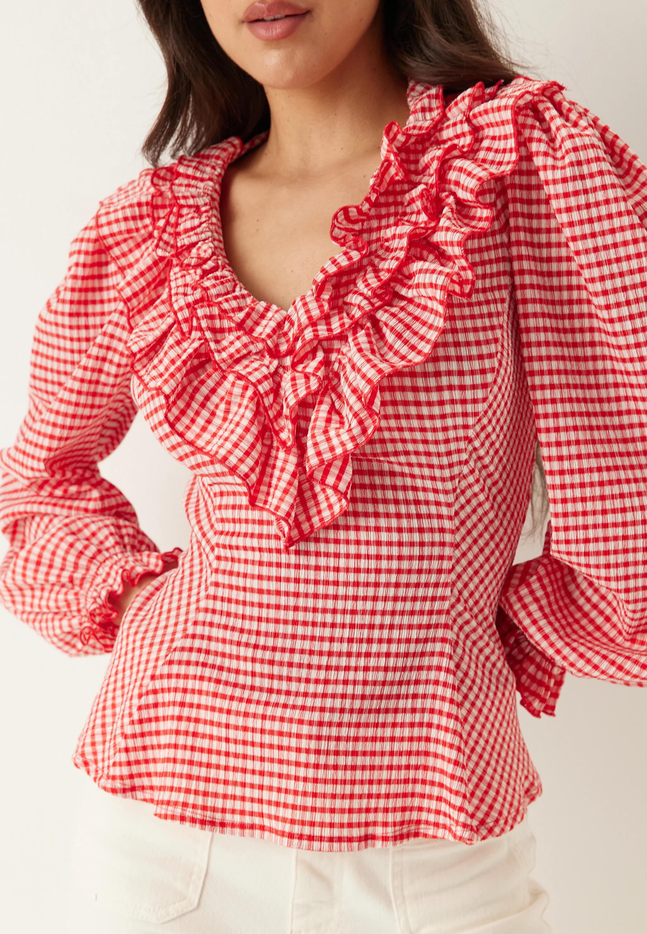 Jersey Frill Peplum Blouse - Image 2