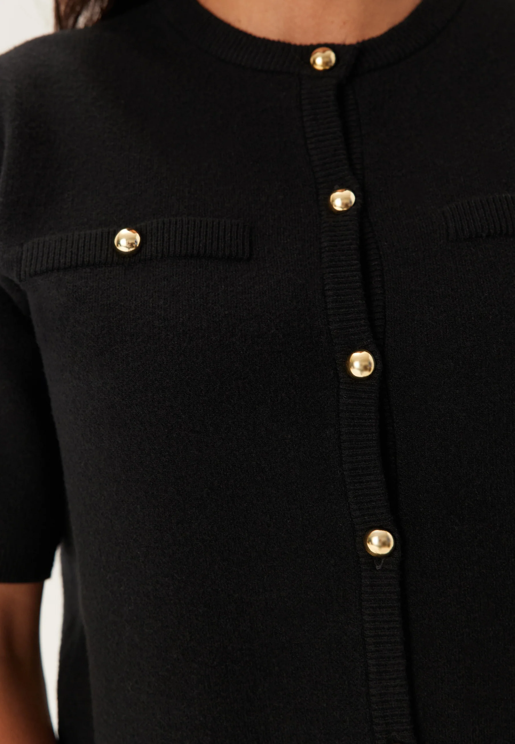 Knitted Gold Button Cardigan - Image 5