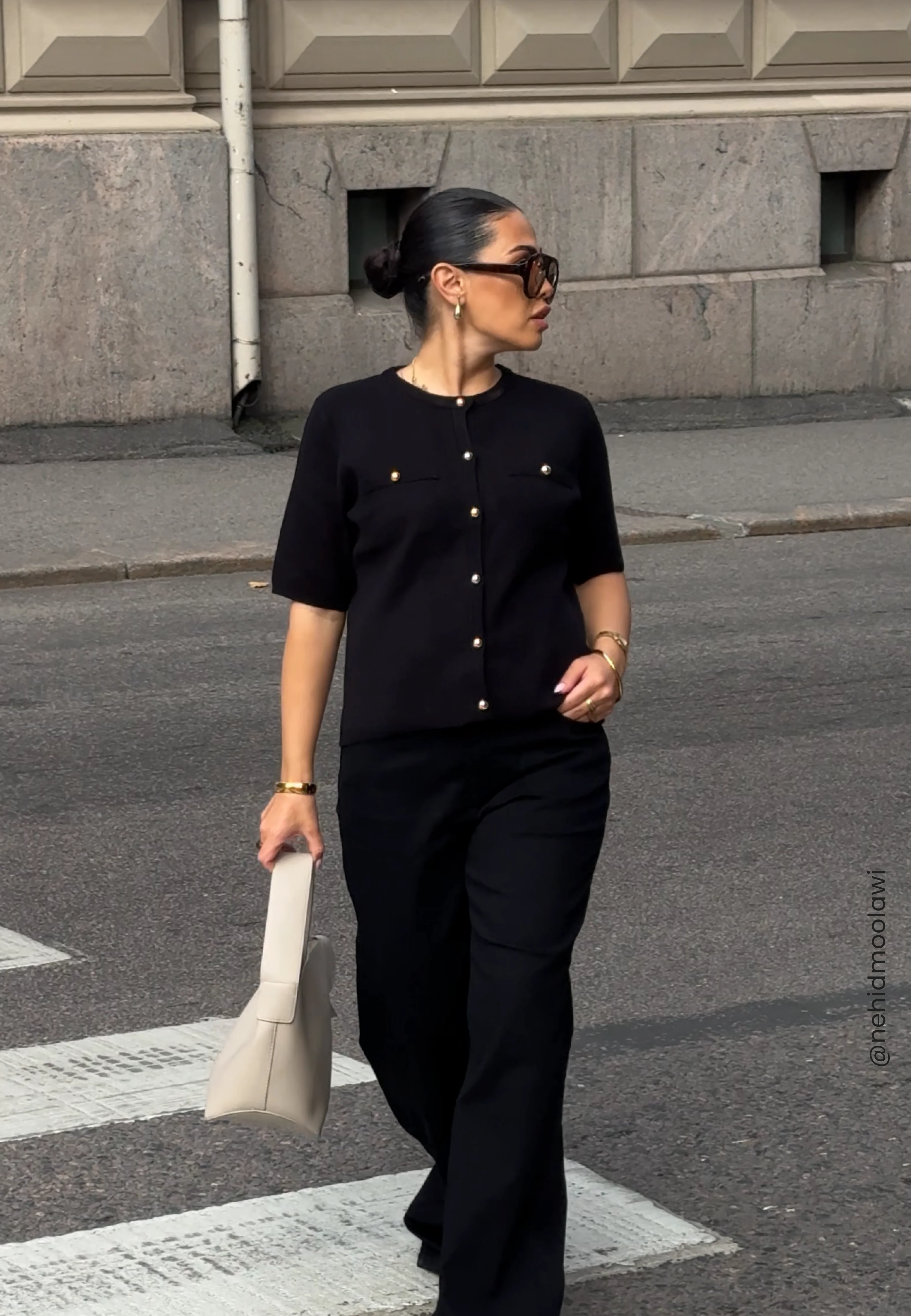 Knitted Gold Button Cardigan - Image 6