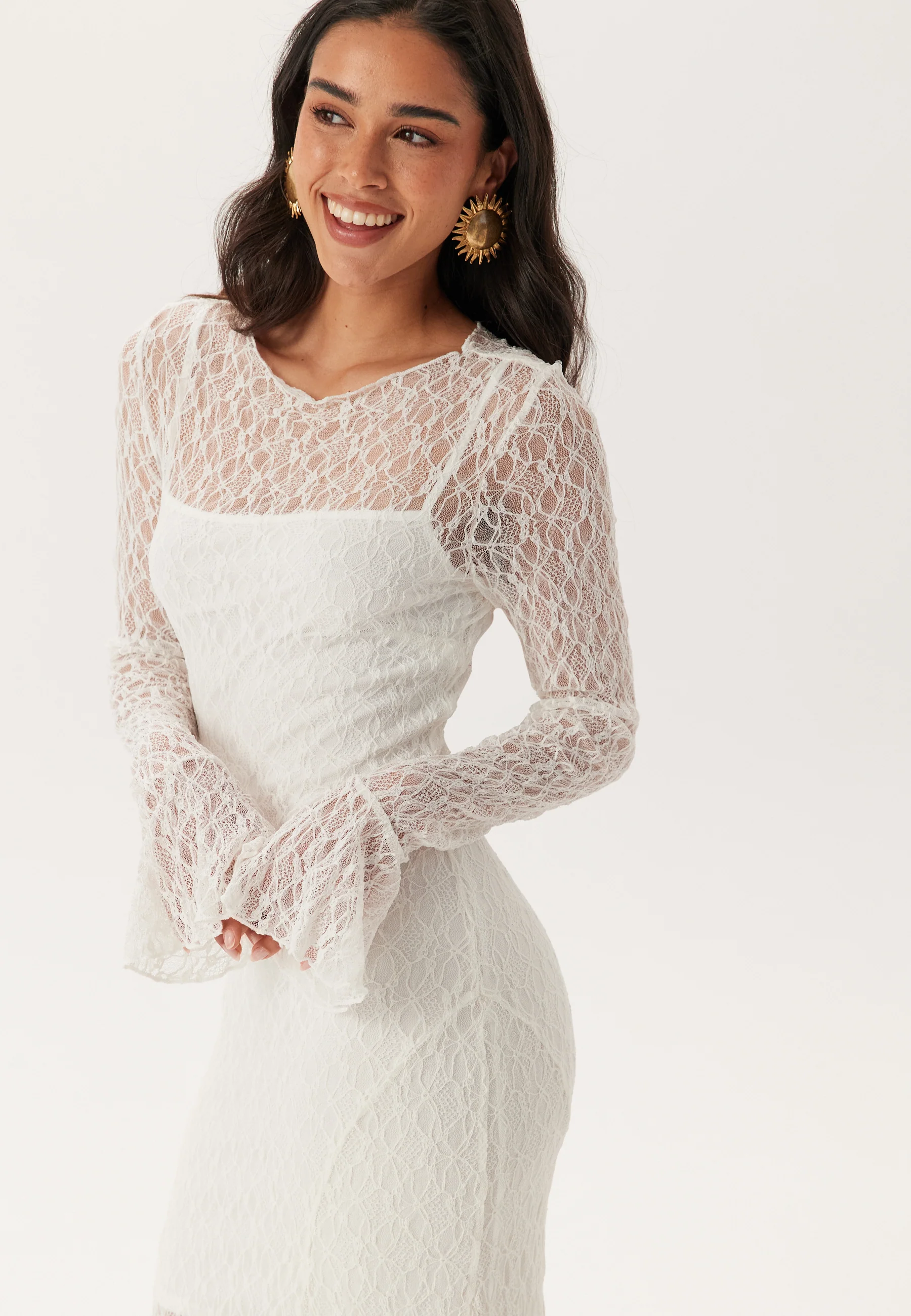 Lace Long Sleeve Ankle Dress - Image 8