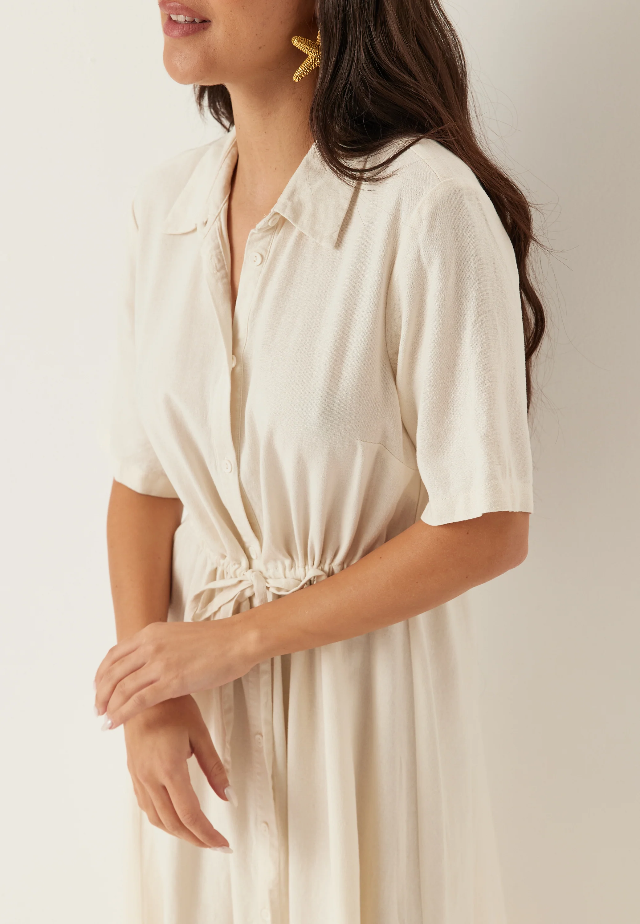Linen Shirt Dress - Image 4