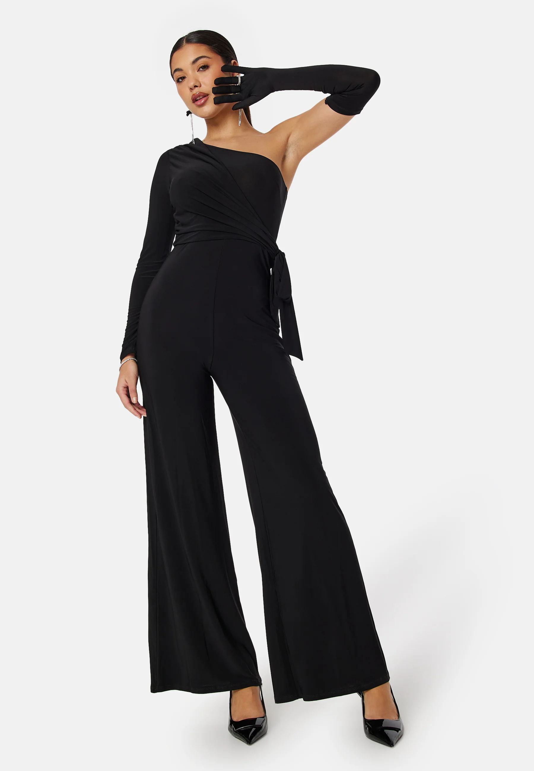 Long Sleeve One Shoulder Jumpsuit - Image 3