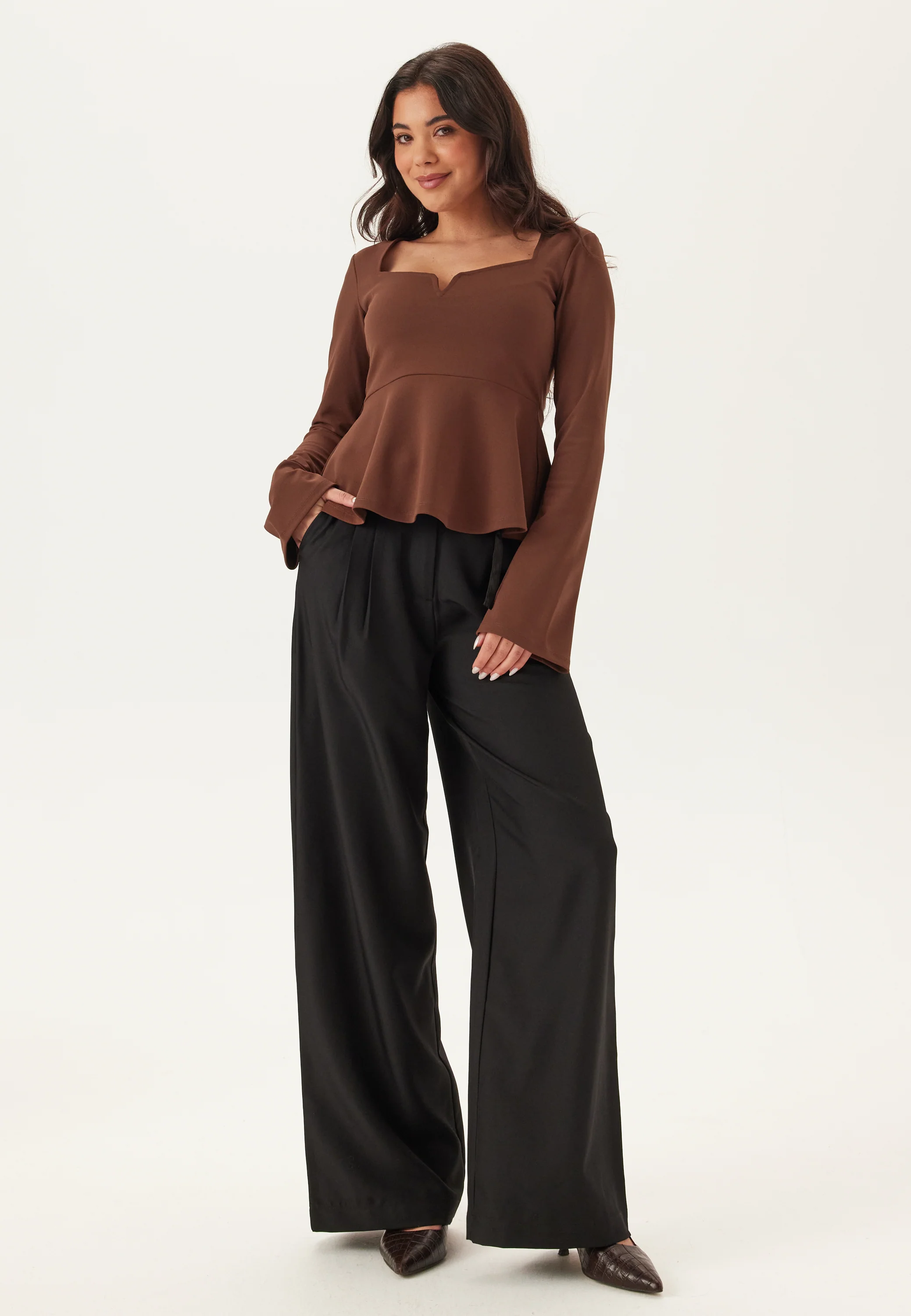 Long Sleeve Peplum Top - Image 3