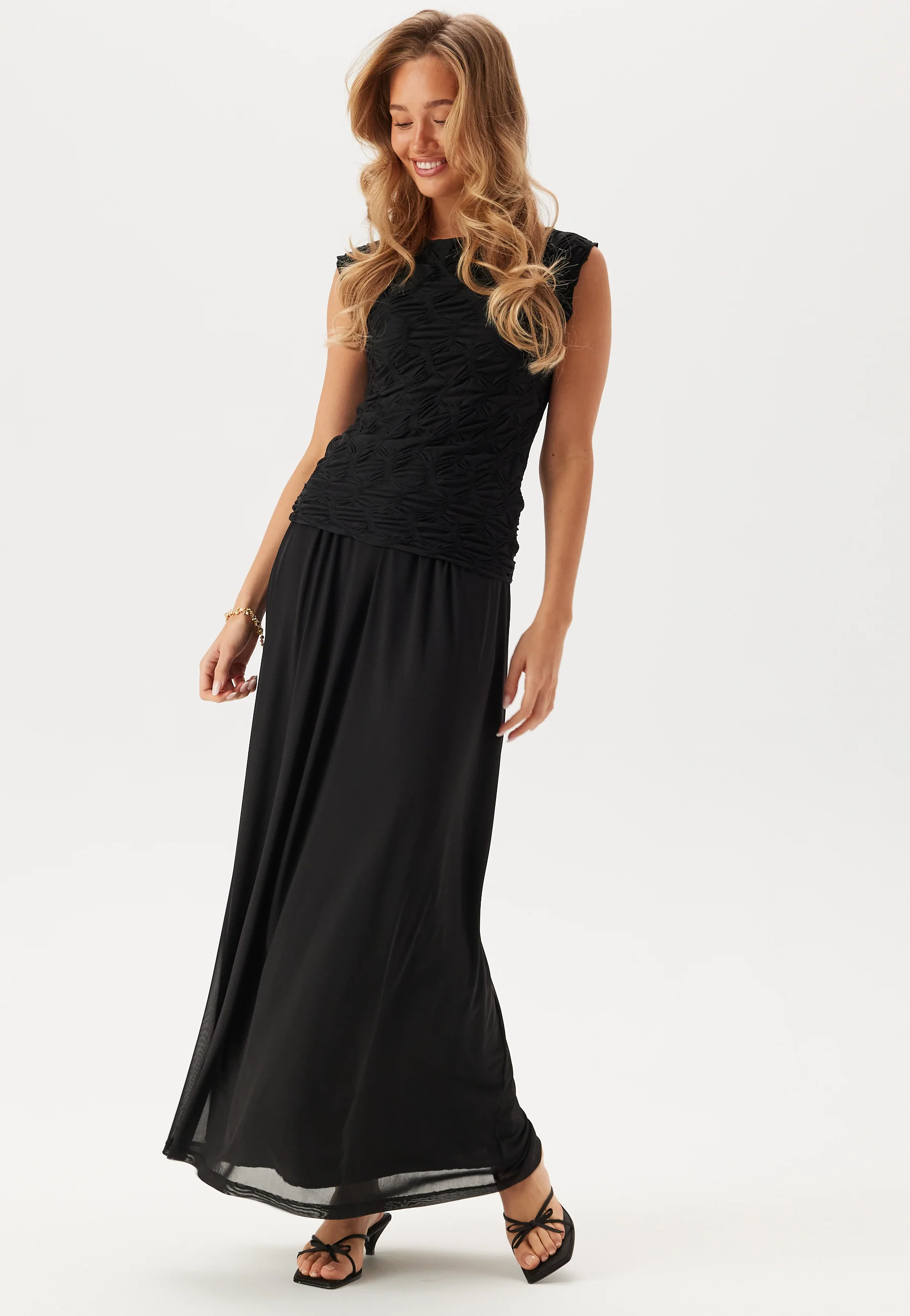 Mesh Wide Maxi Skirt