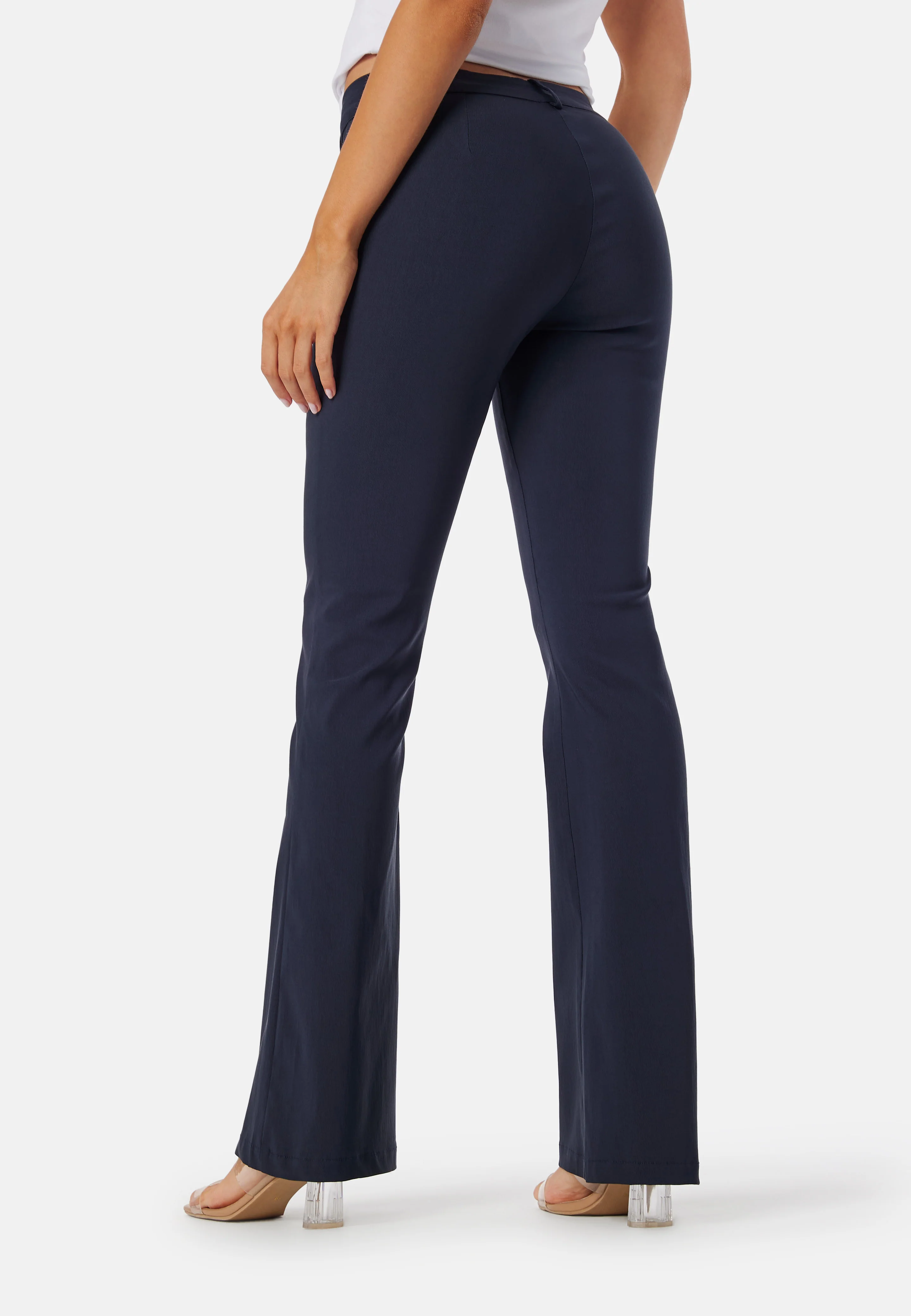 Mid Waist Stretchy Flared Trousers - Image 2