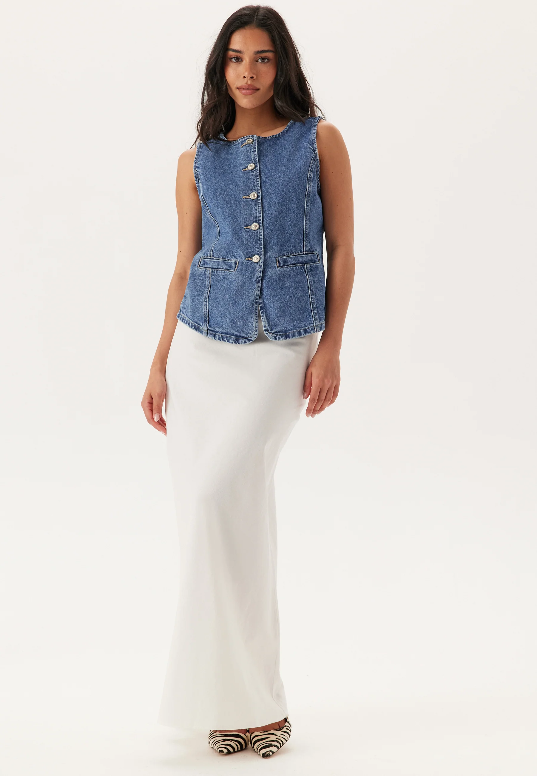 Onlgiulina S/L BUTTON VEST DNM - Image 3