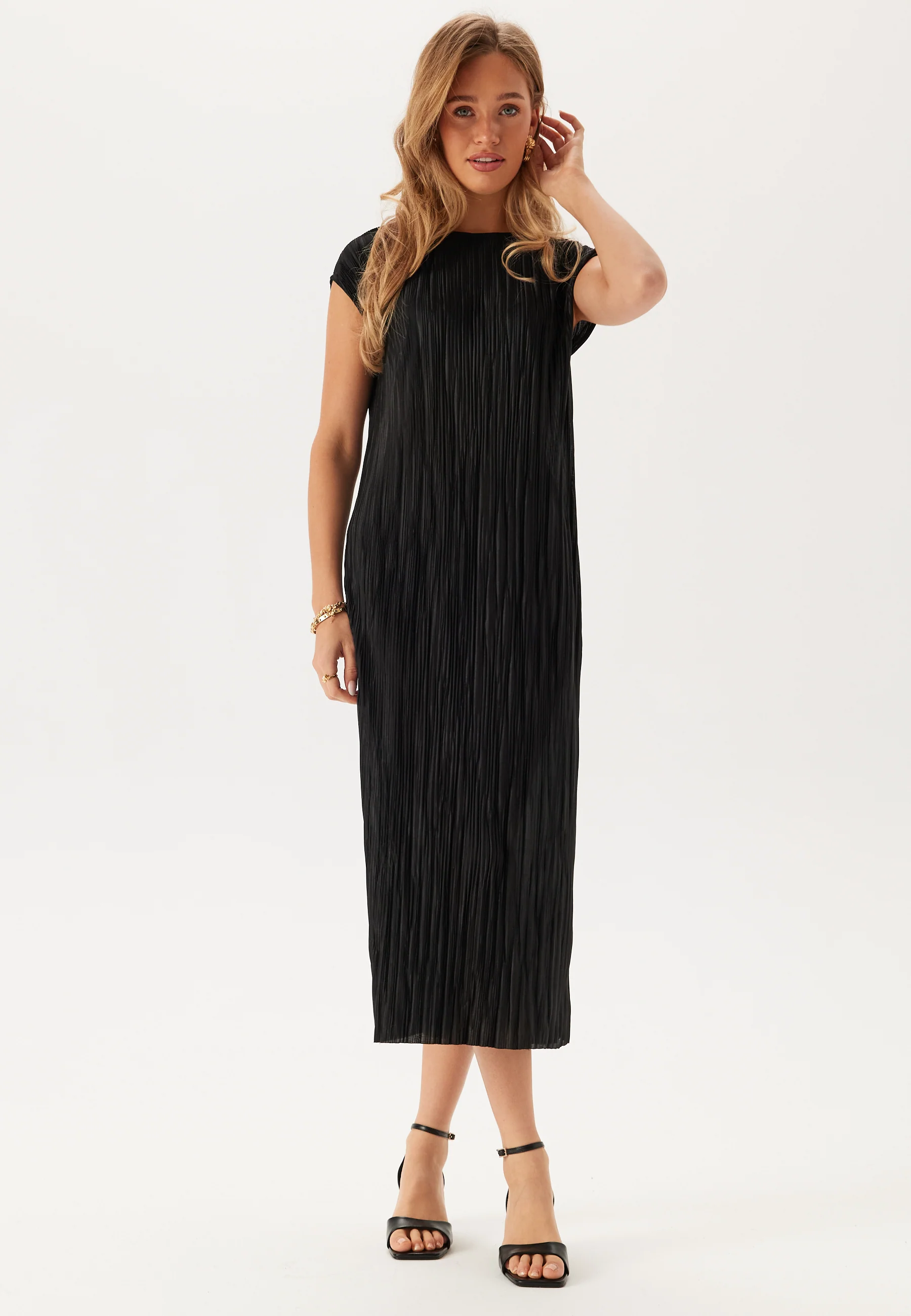 Pleated Cap Sleeve Dress - Image 2