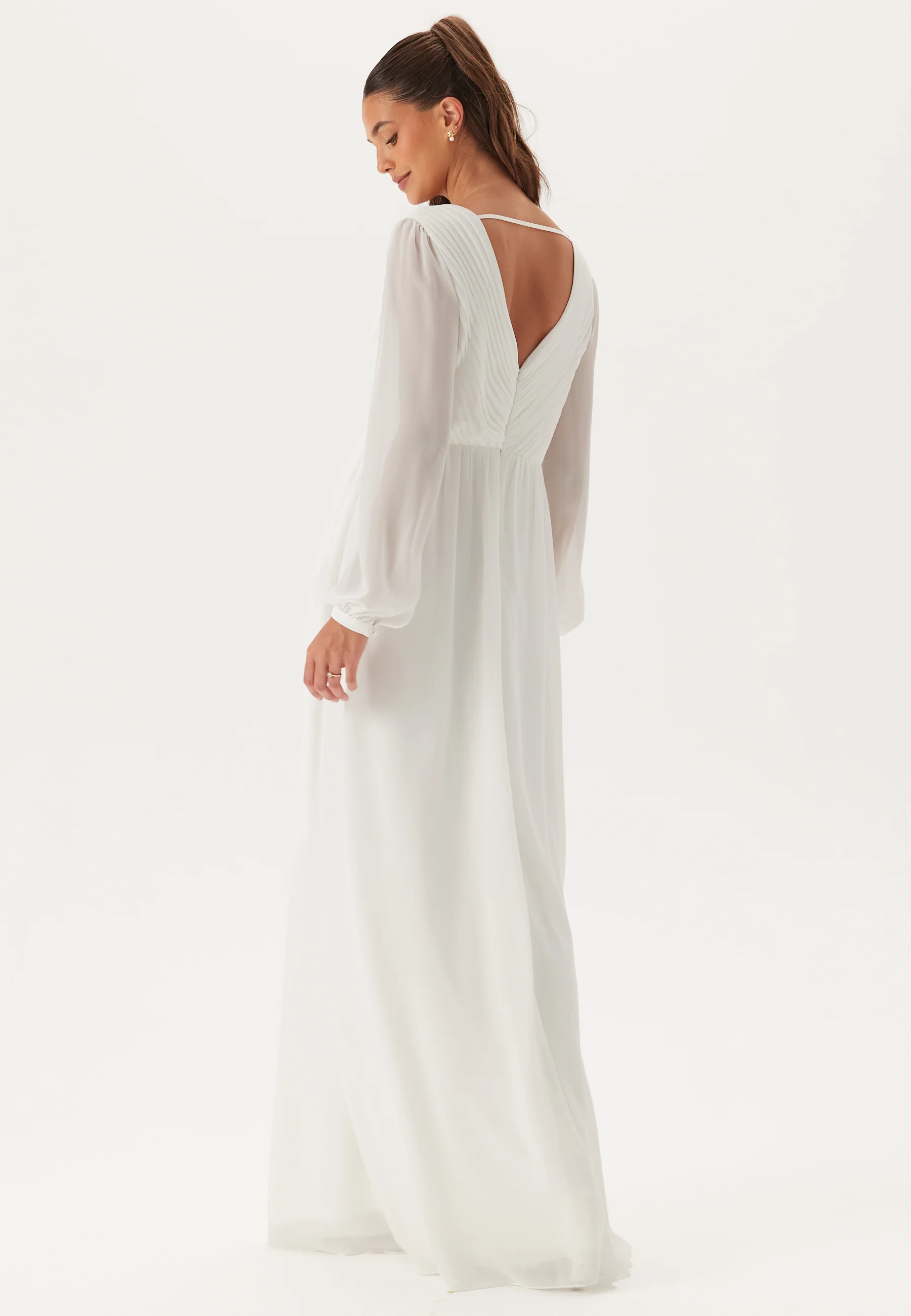 Pleated V-Neck Wedding Gown - Image 3
