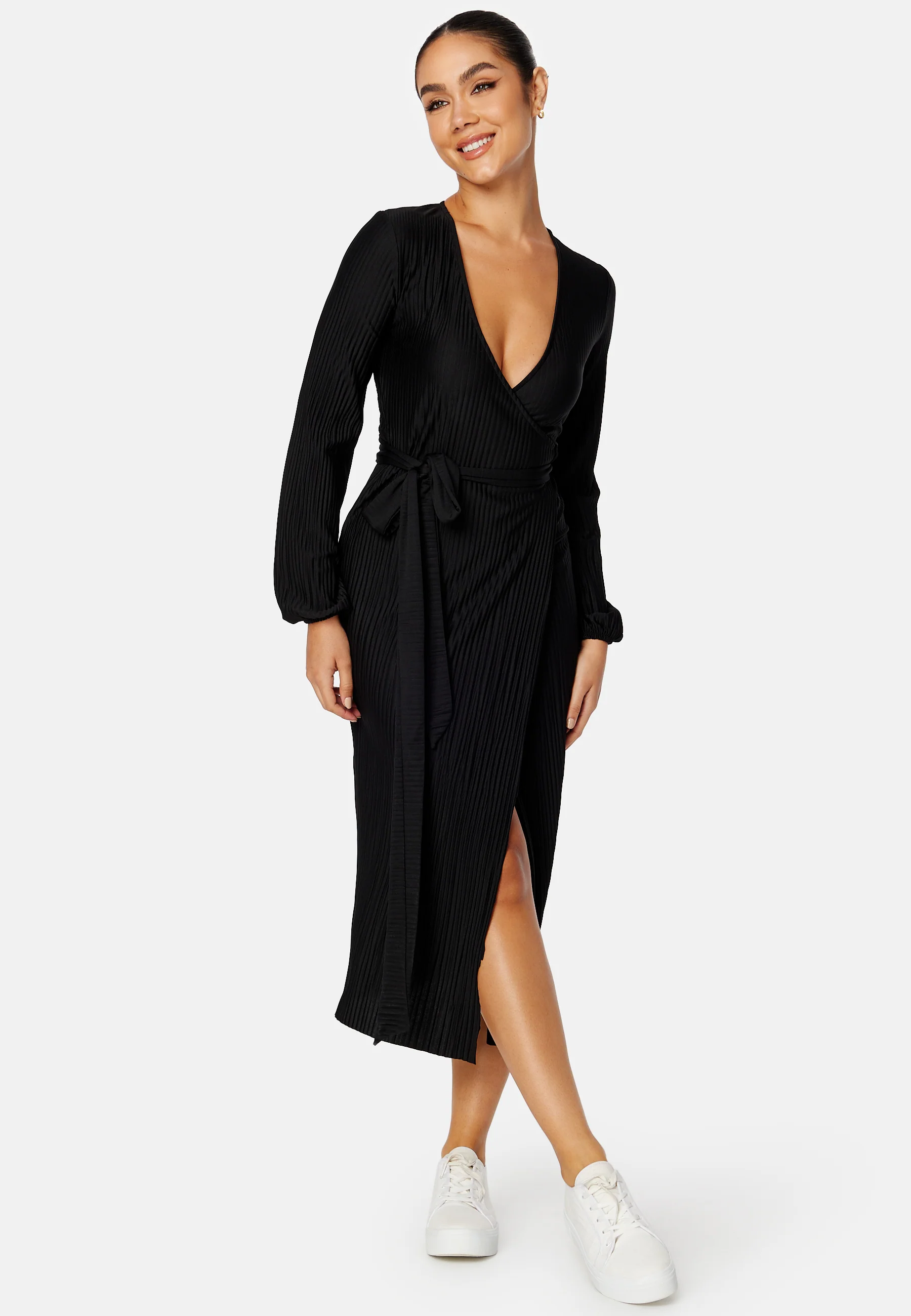 Pleated Wrap Midi Dress - Image 3