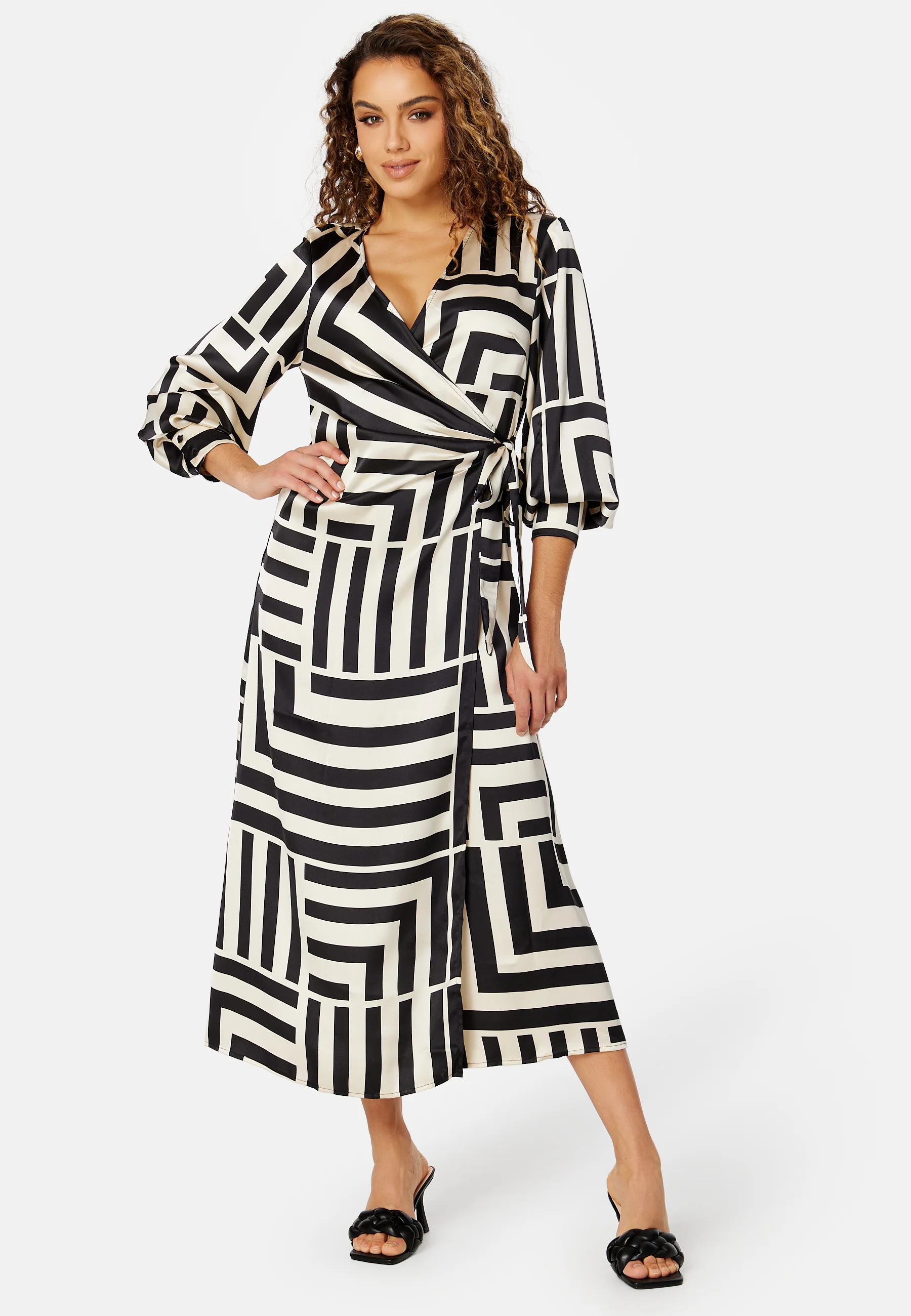Sateen AOP L/S Wrap Dress - Image 3