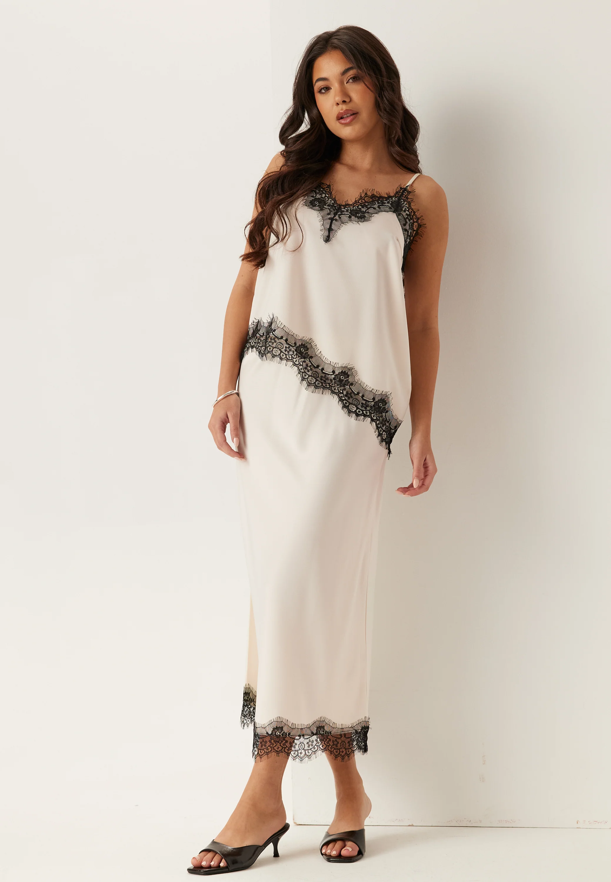 Satin Lace Midi Skirt - Image 4