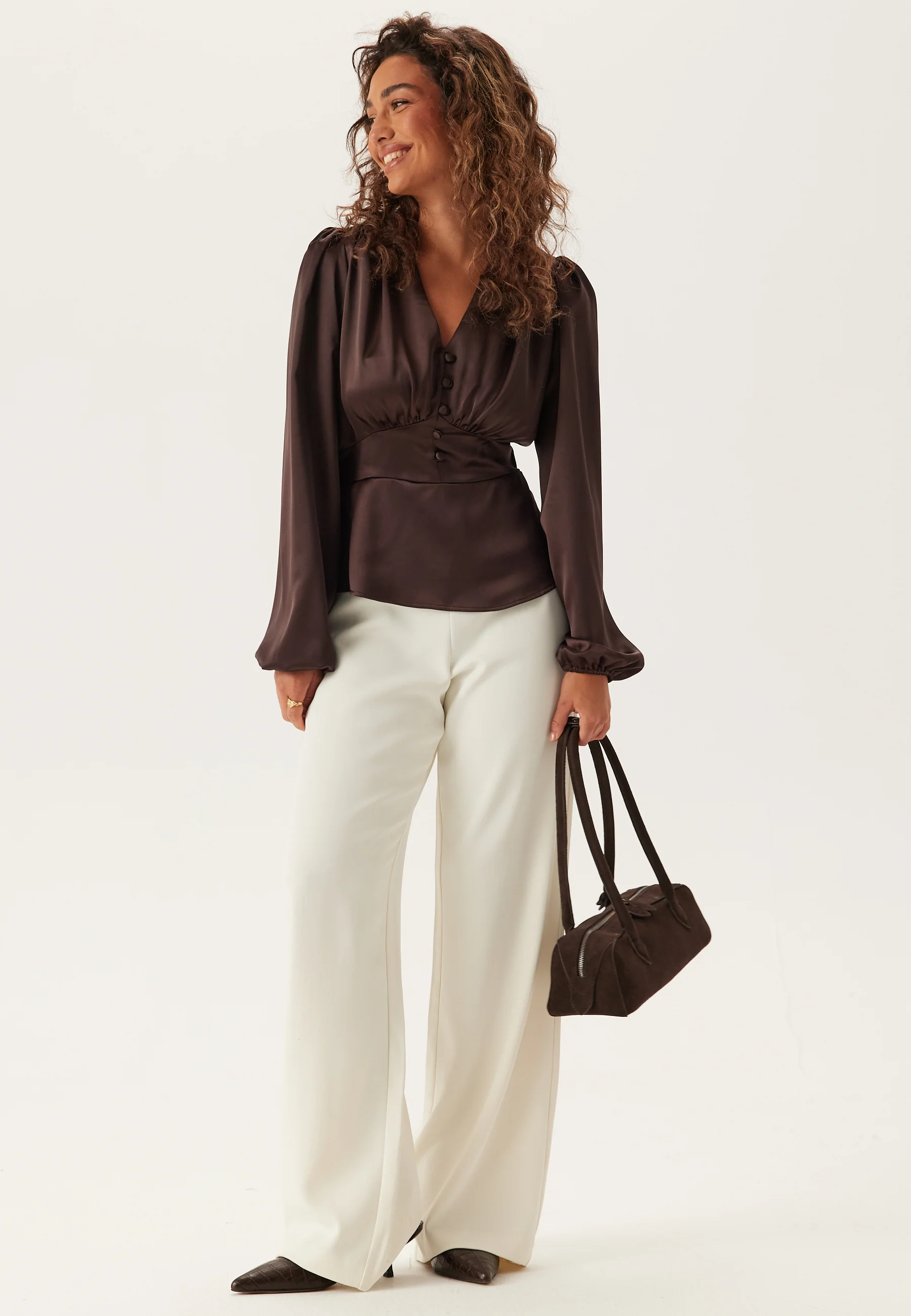 Satin V-neck Blouse