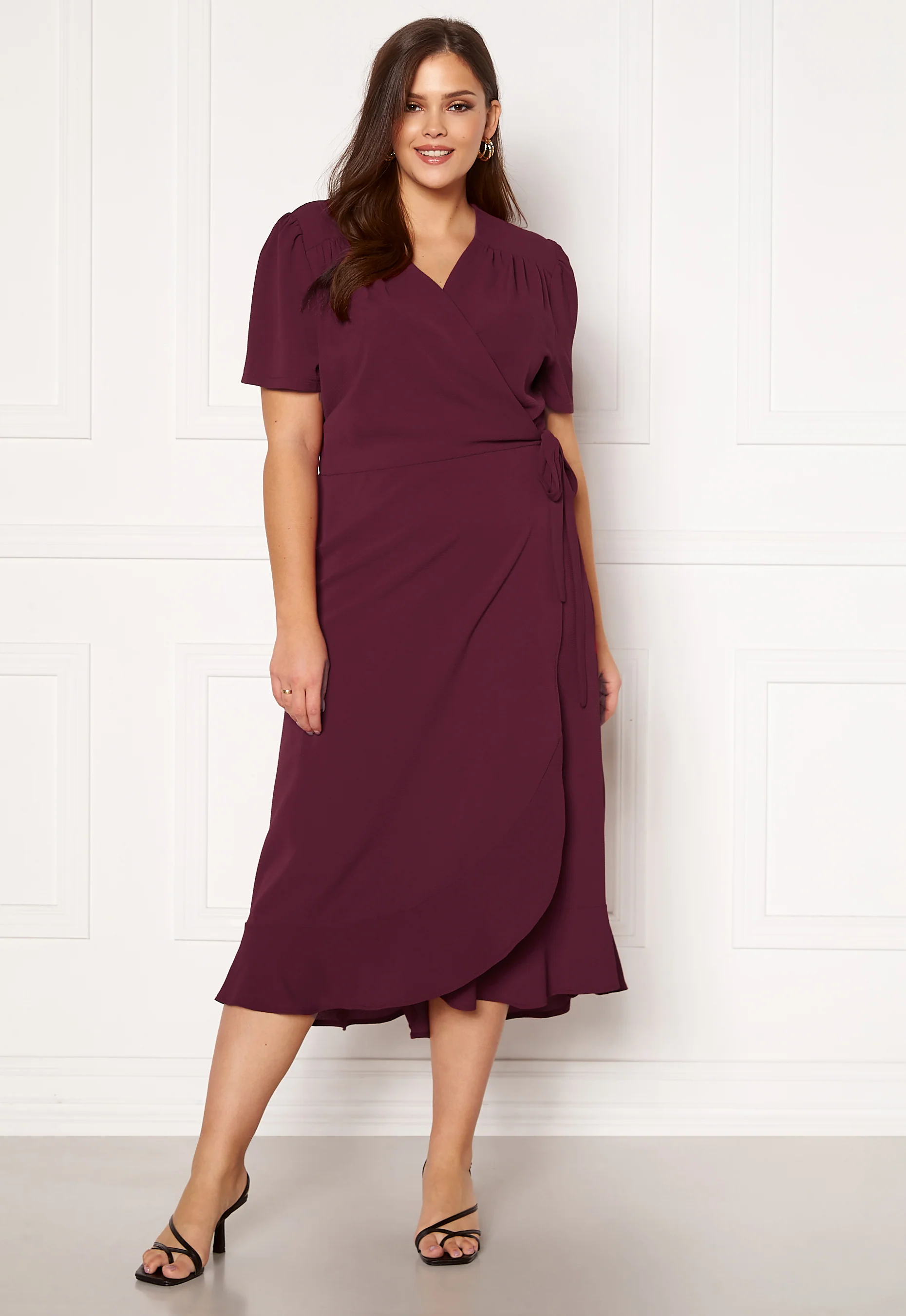 Short Sleeve Wrap Frill Curve Dress - Image 5