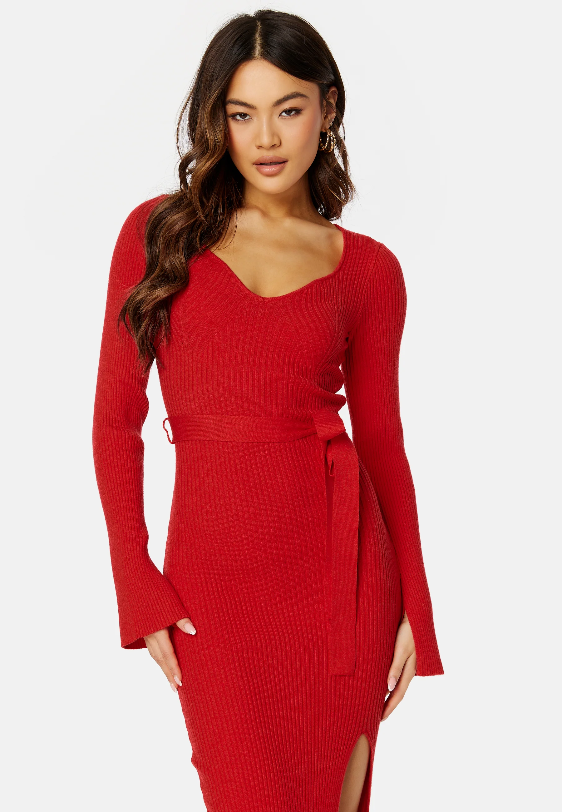 Slit Knitted Midi Dress - Image 4