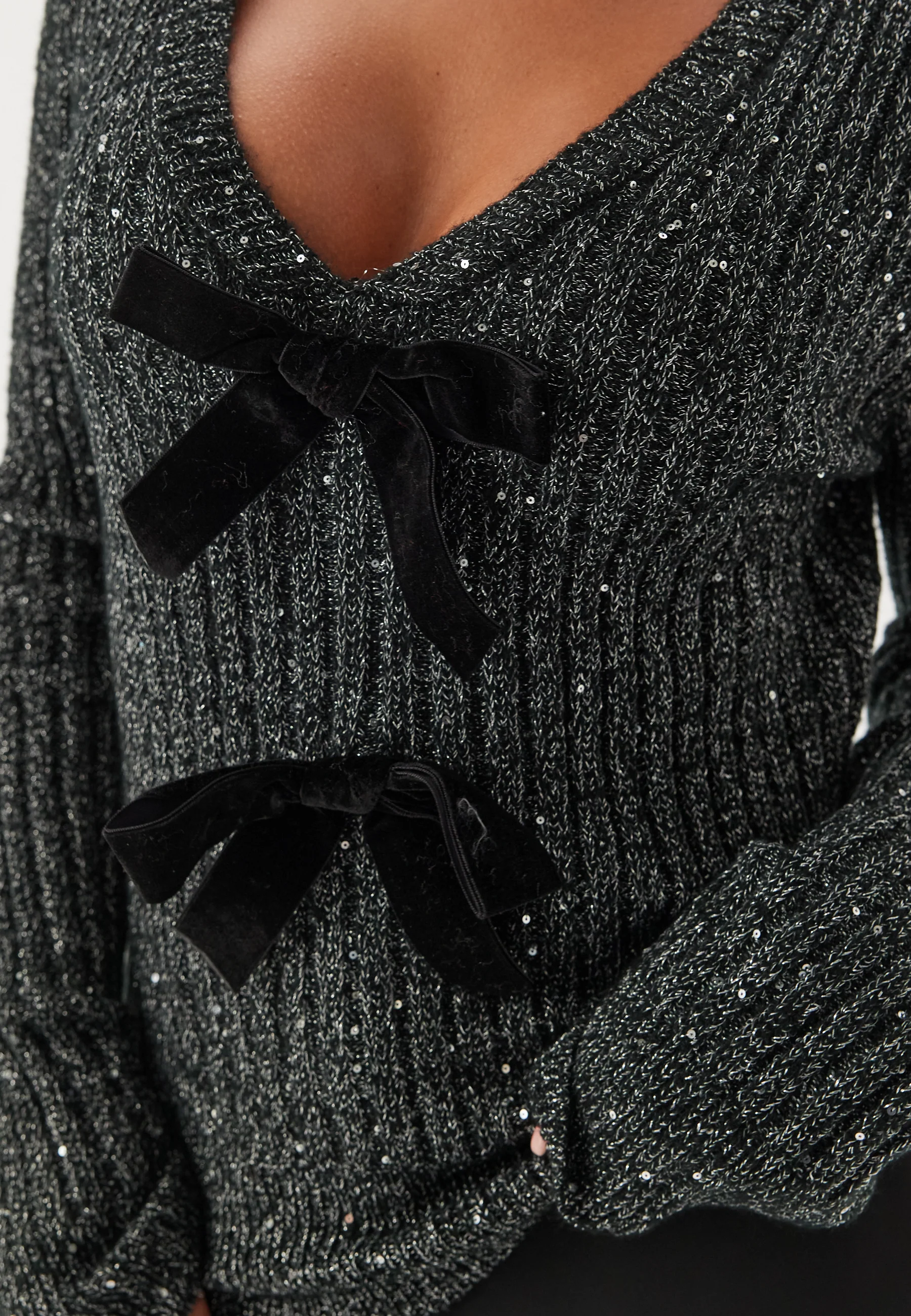 Sparkling Knitted Bow Sweater - Image 5