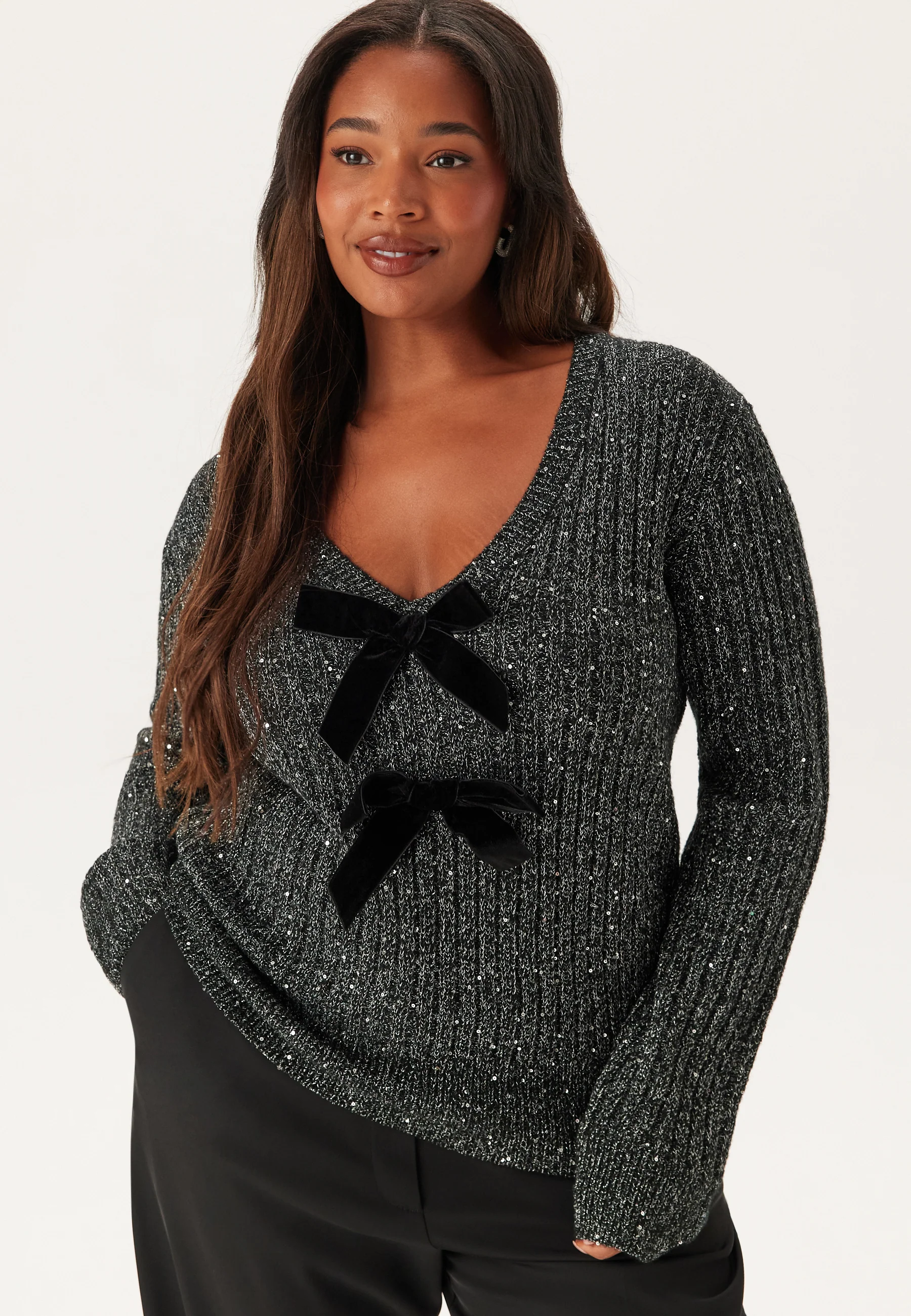Sparkling Knitted Bow Sweater - Image 6