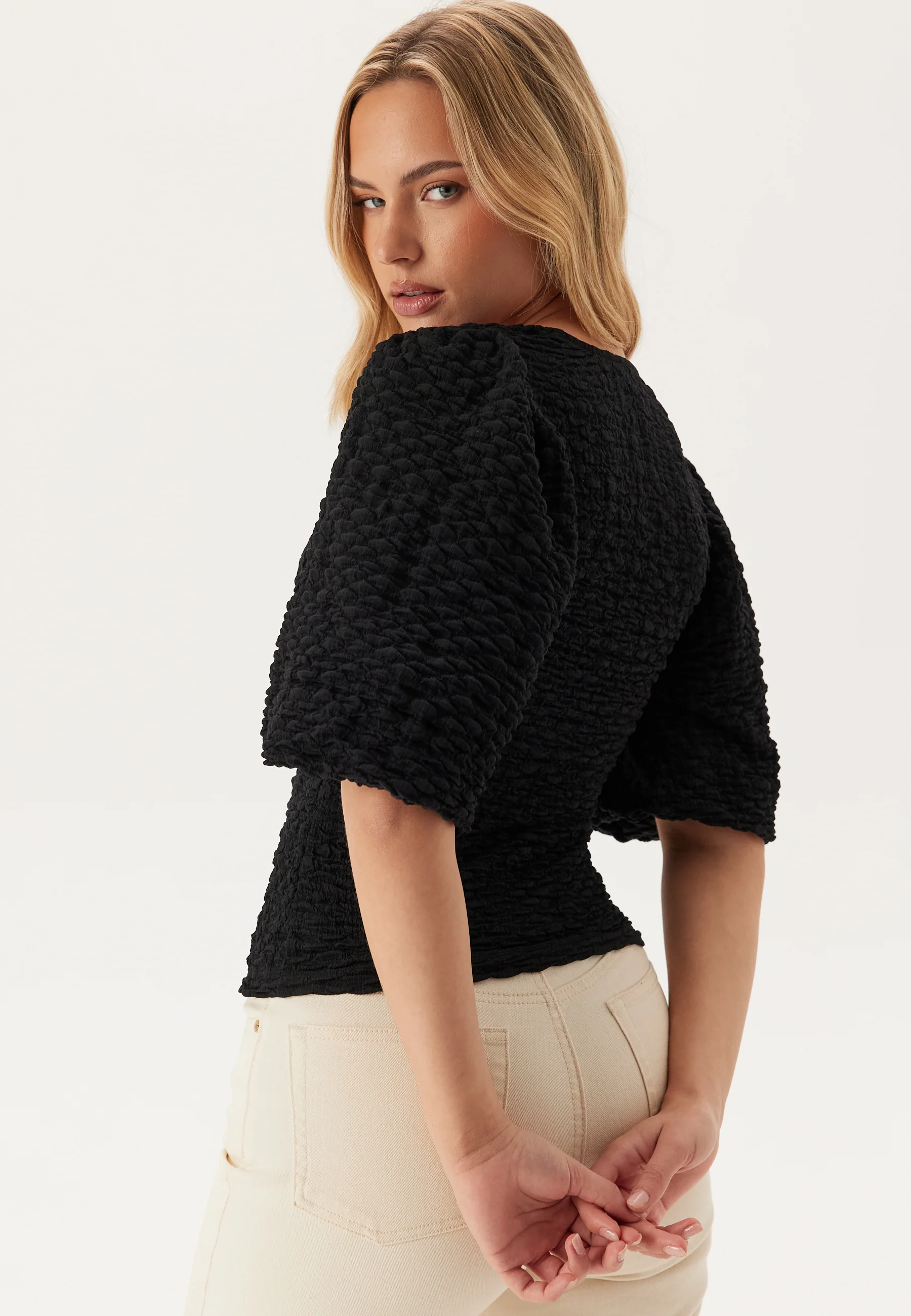 Square Neck Volume Sleeve Top - Image 2
