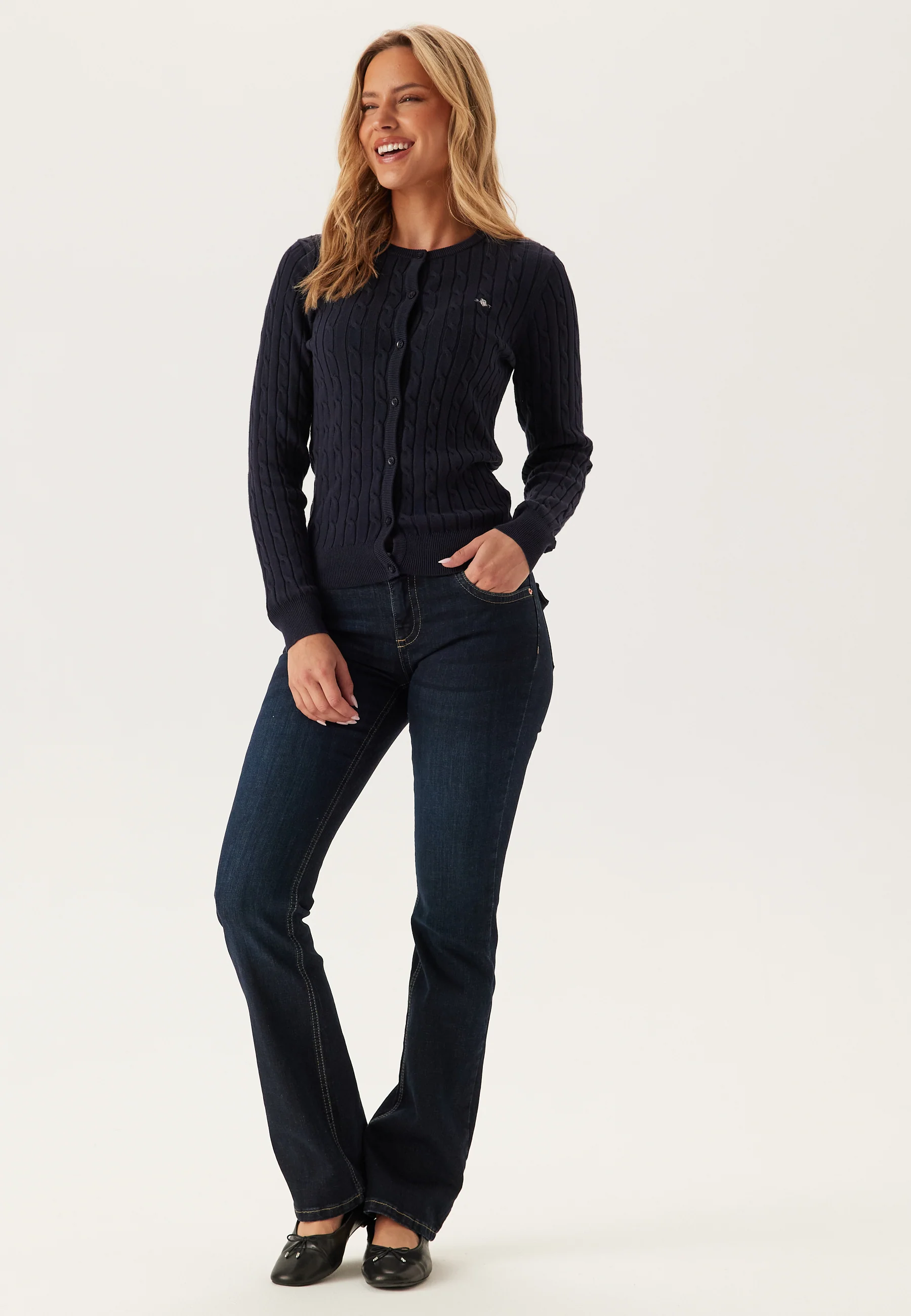 Stretch Cotton Cable Cardigan - Image 4