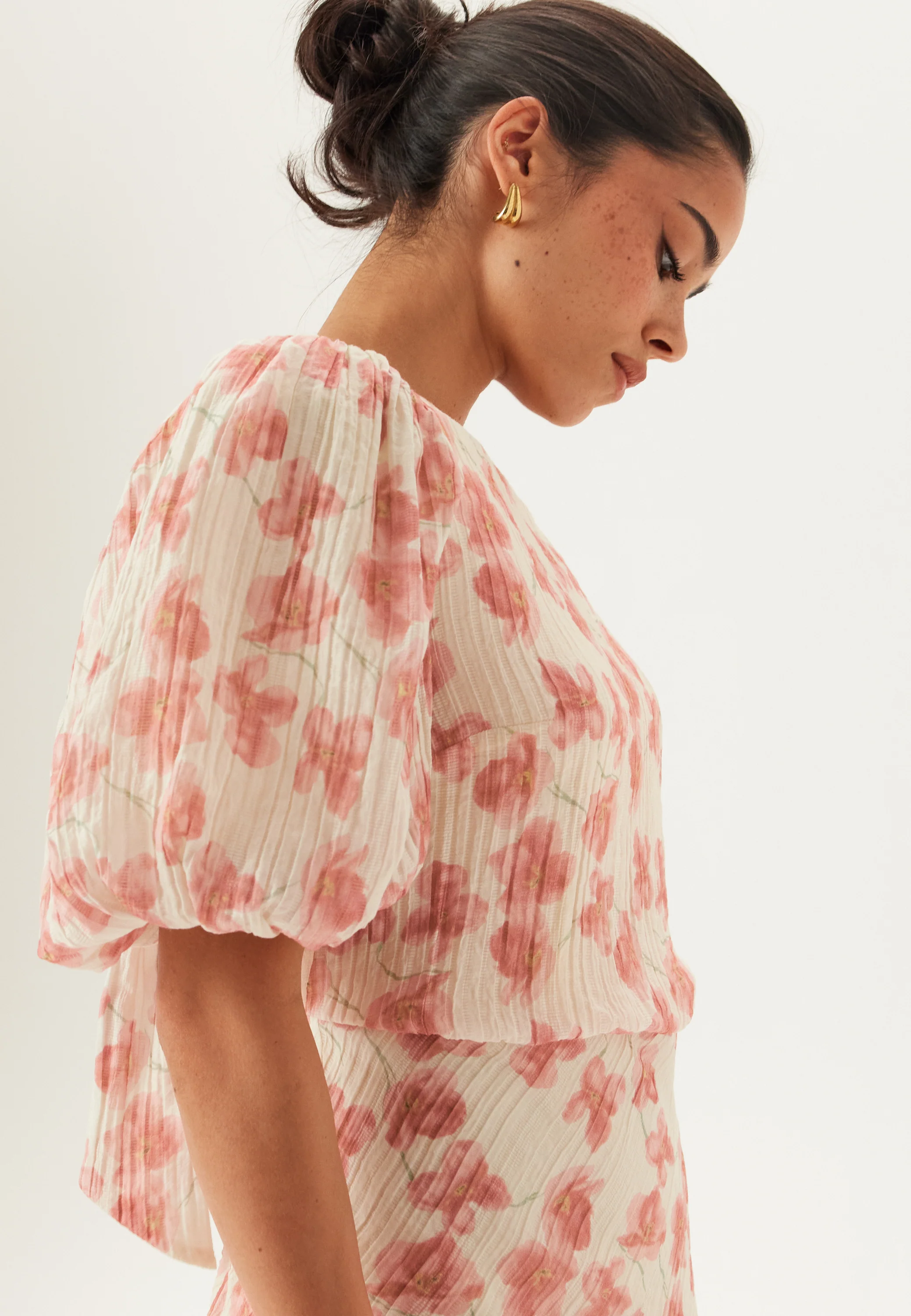Structured Puff Sleeve Ankle Dress - Image 3
