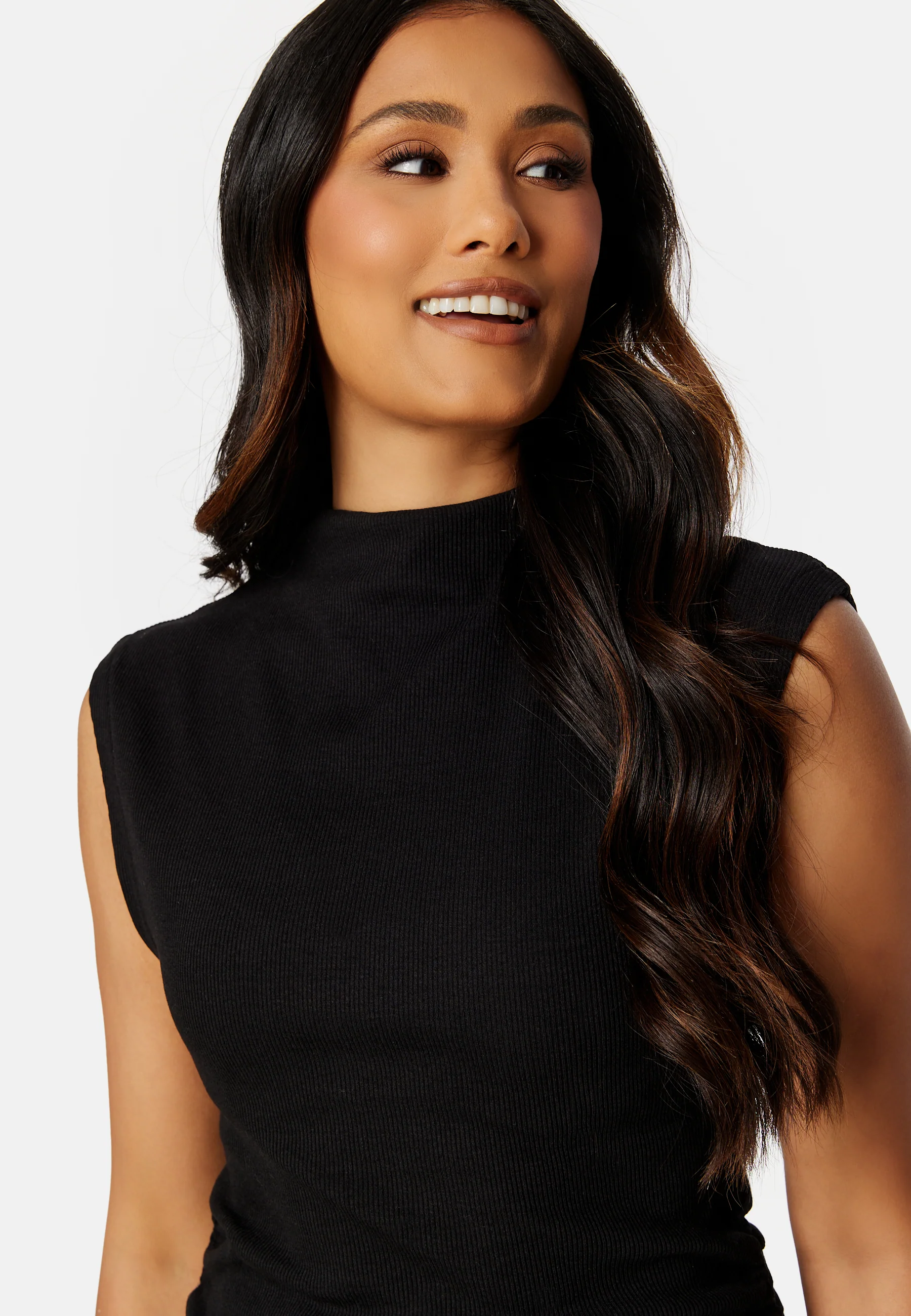 Tab Rib Mock Neck Long Dress - Image 4