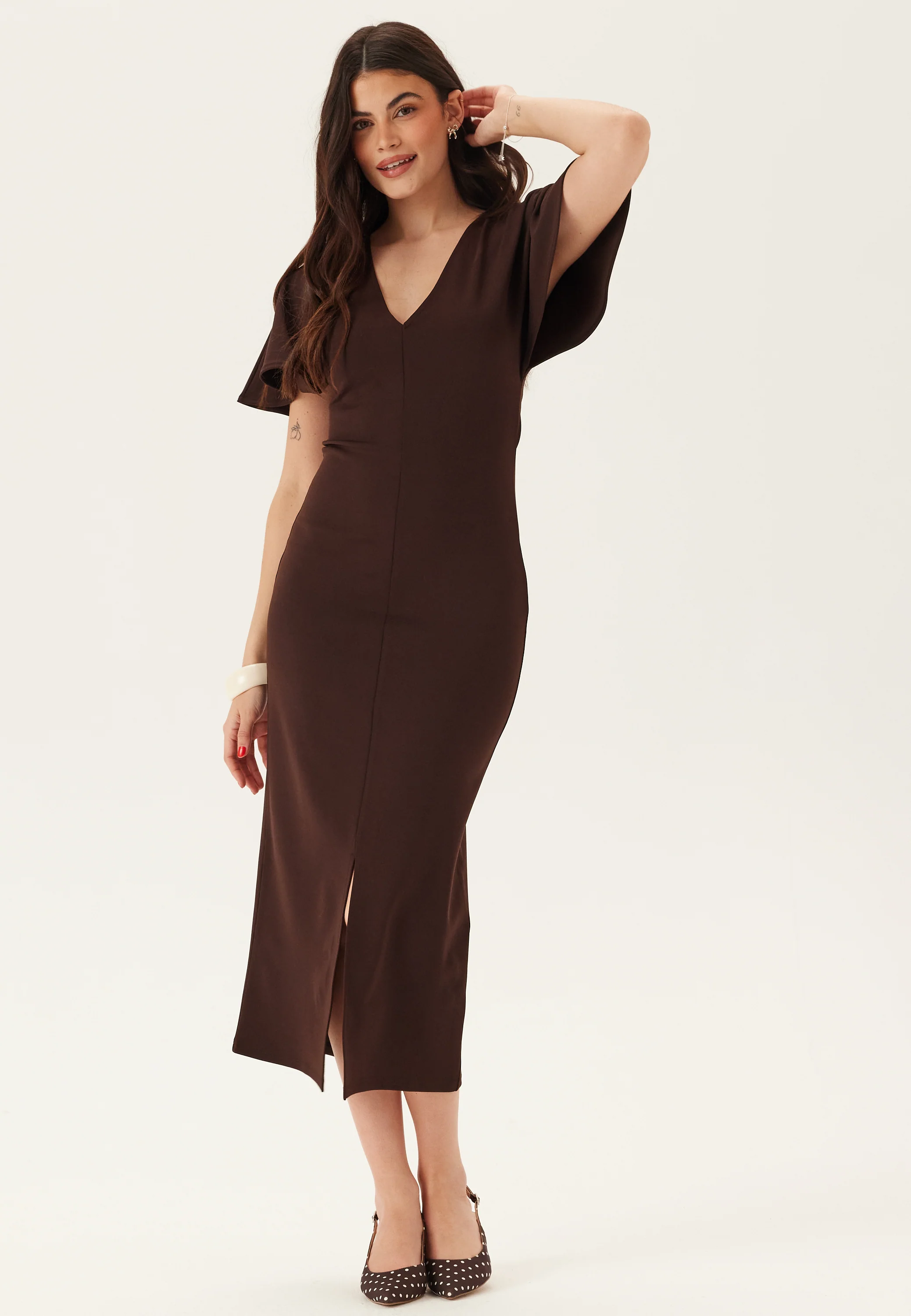 V-Neck Butterfly Sleeve Dress - Image 5