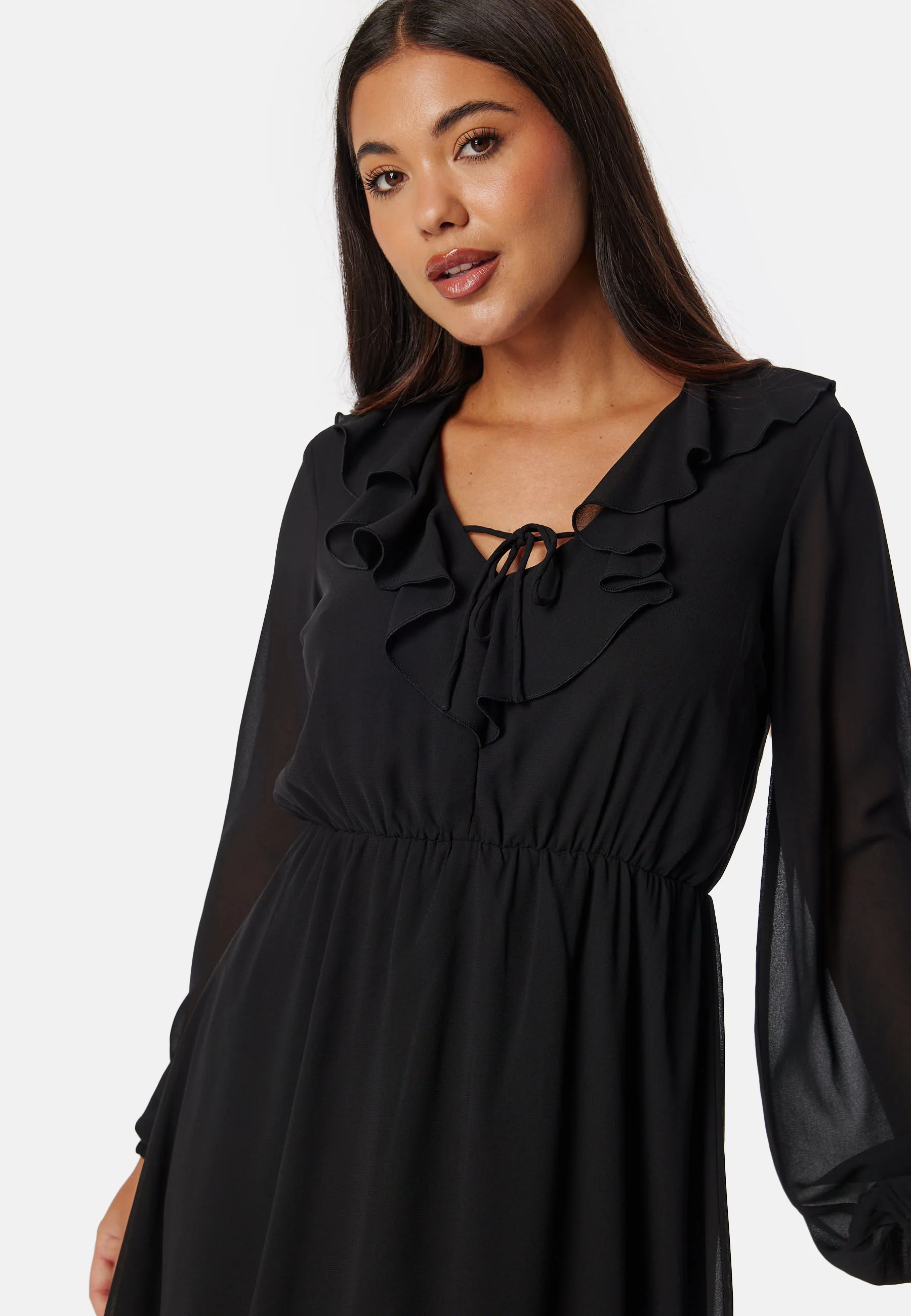 V-neck Short Frill Dress - Image 4