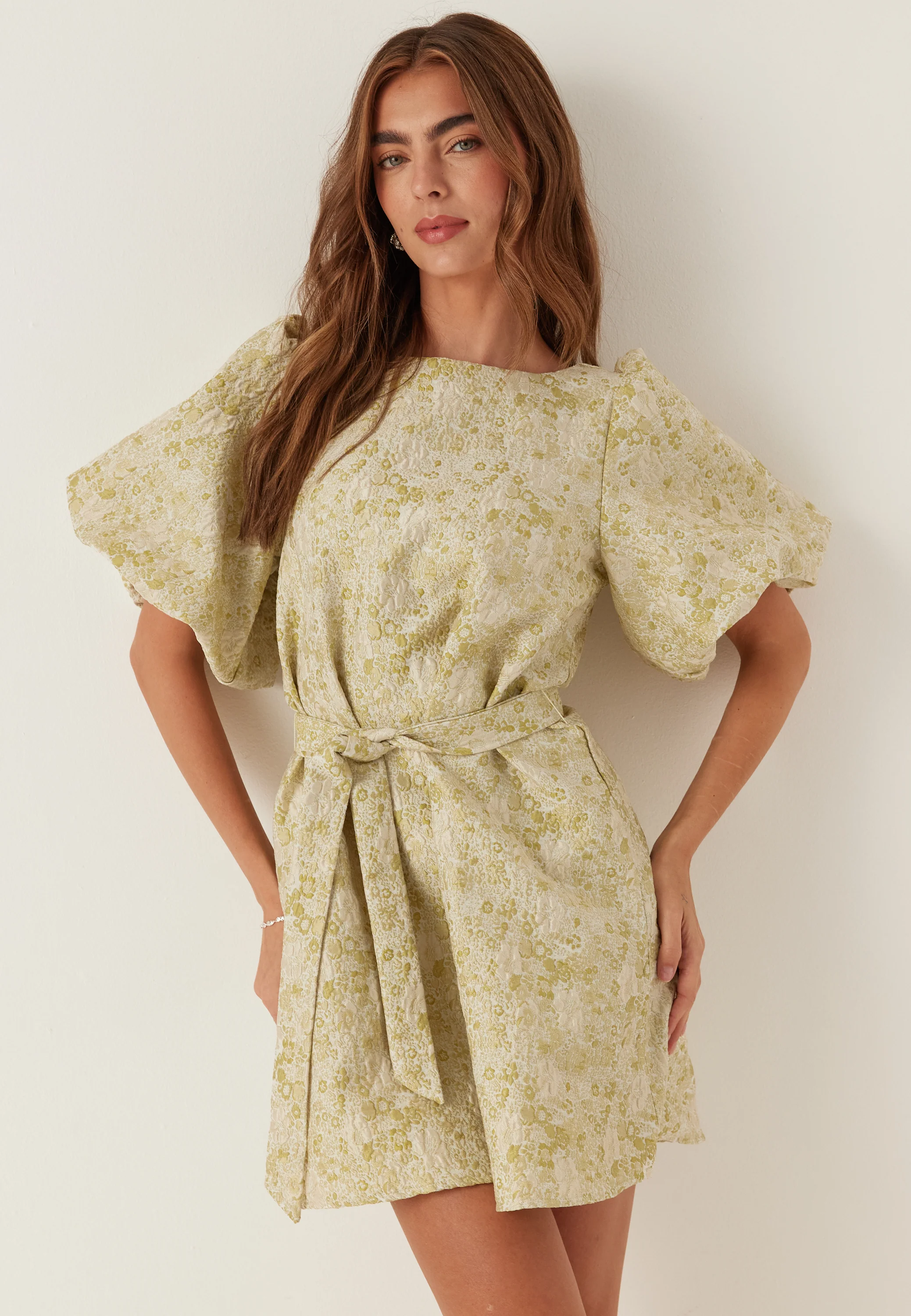 Vikaia Boat Neck 2/4 JACQ SHORT DRESS