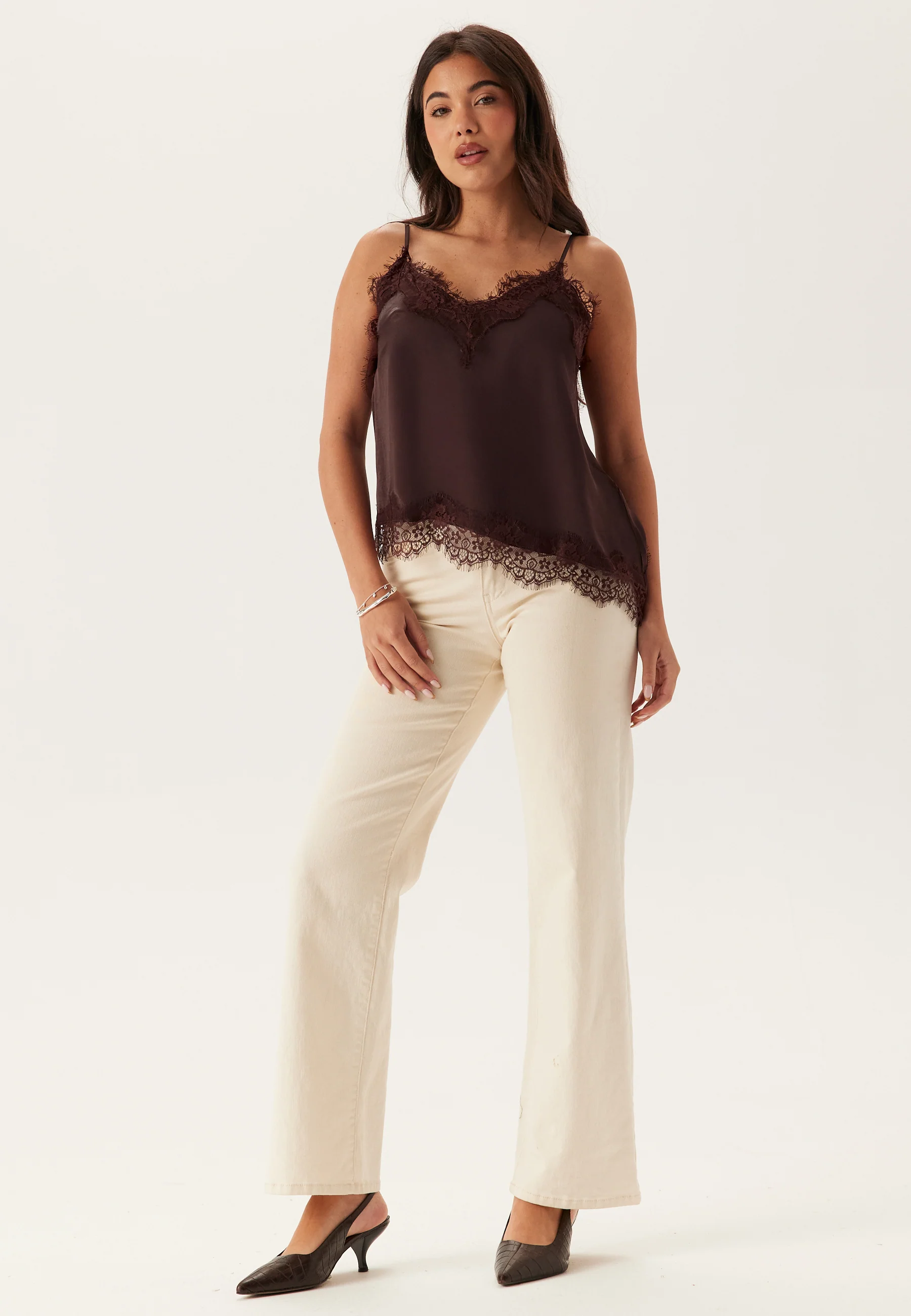 Viscose Satin Lace Singlet - Image 4