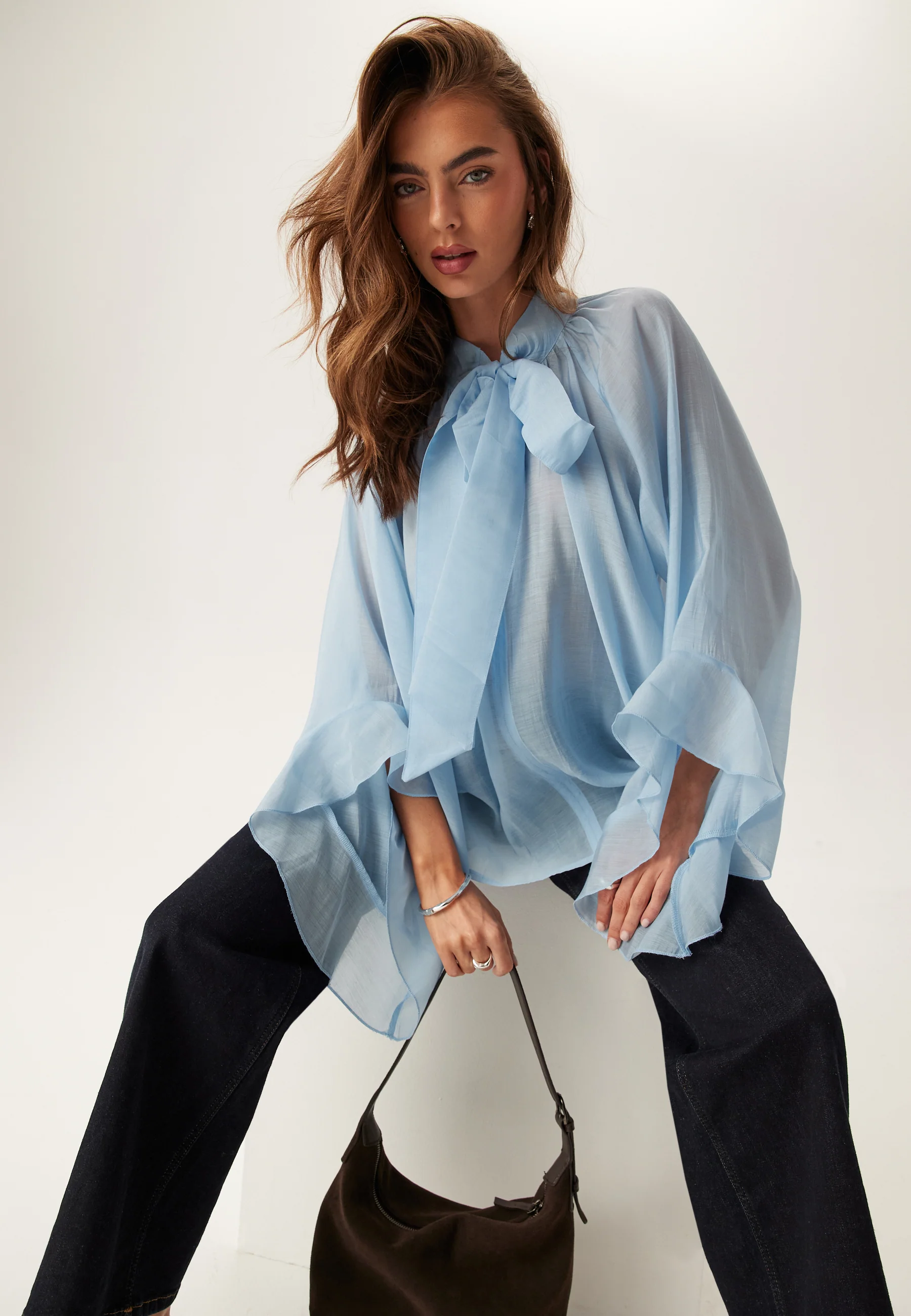 Wide Sleeve Bow Blouse - Image 2