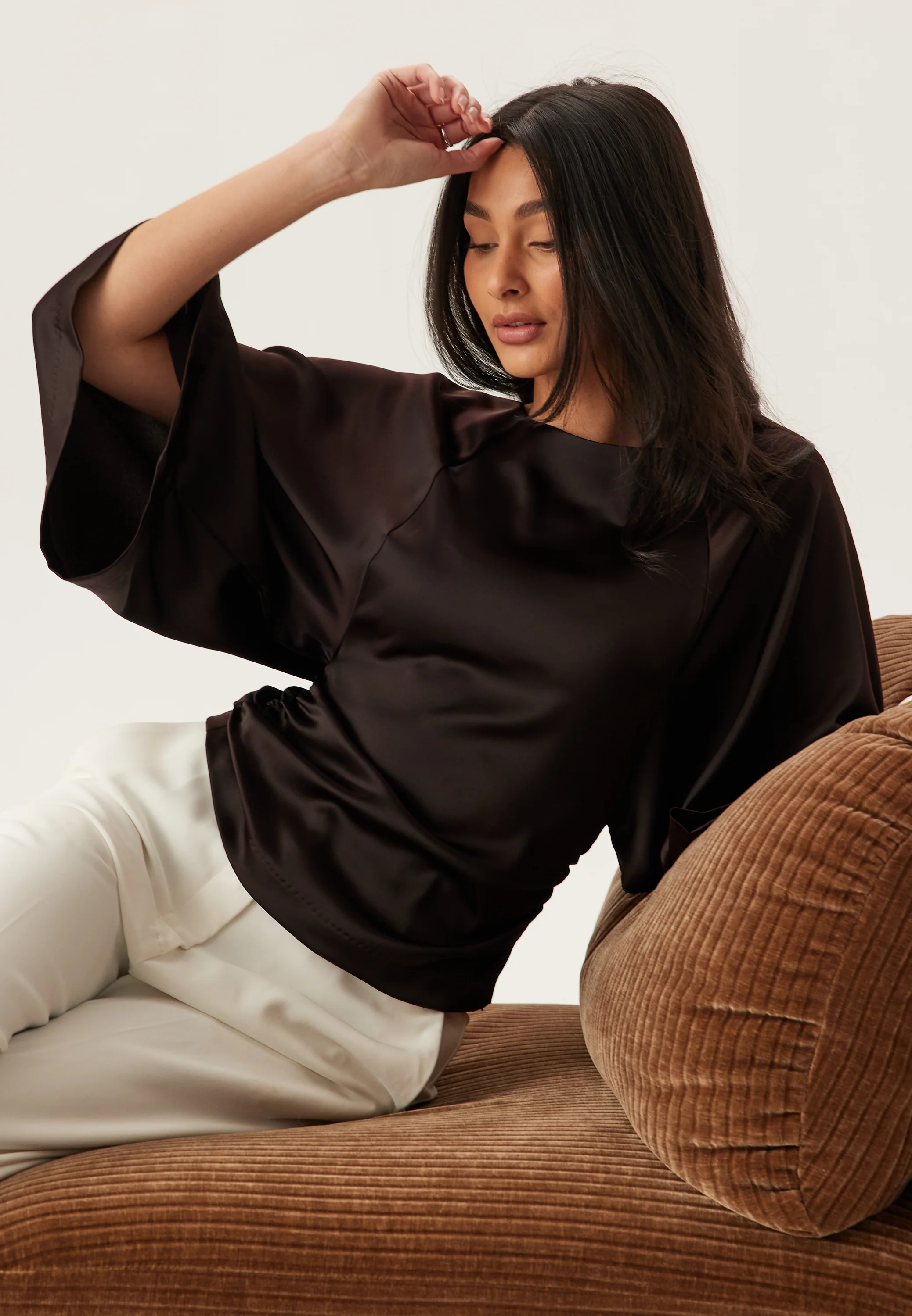 Wide Sleeve Satin Blouse - Image 3