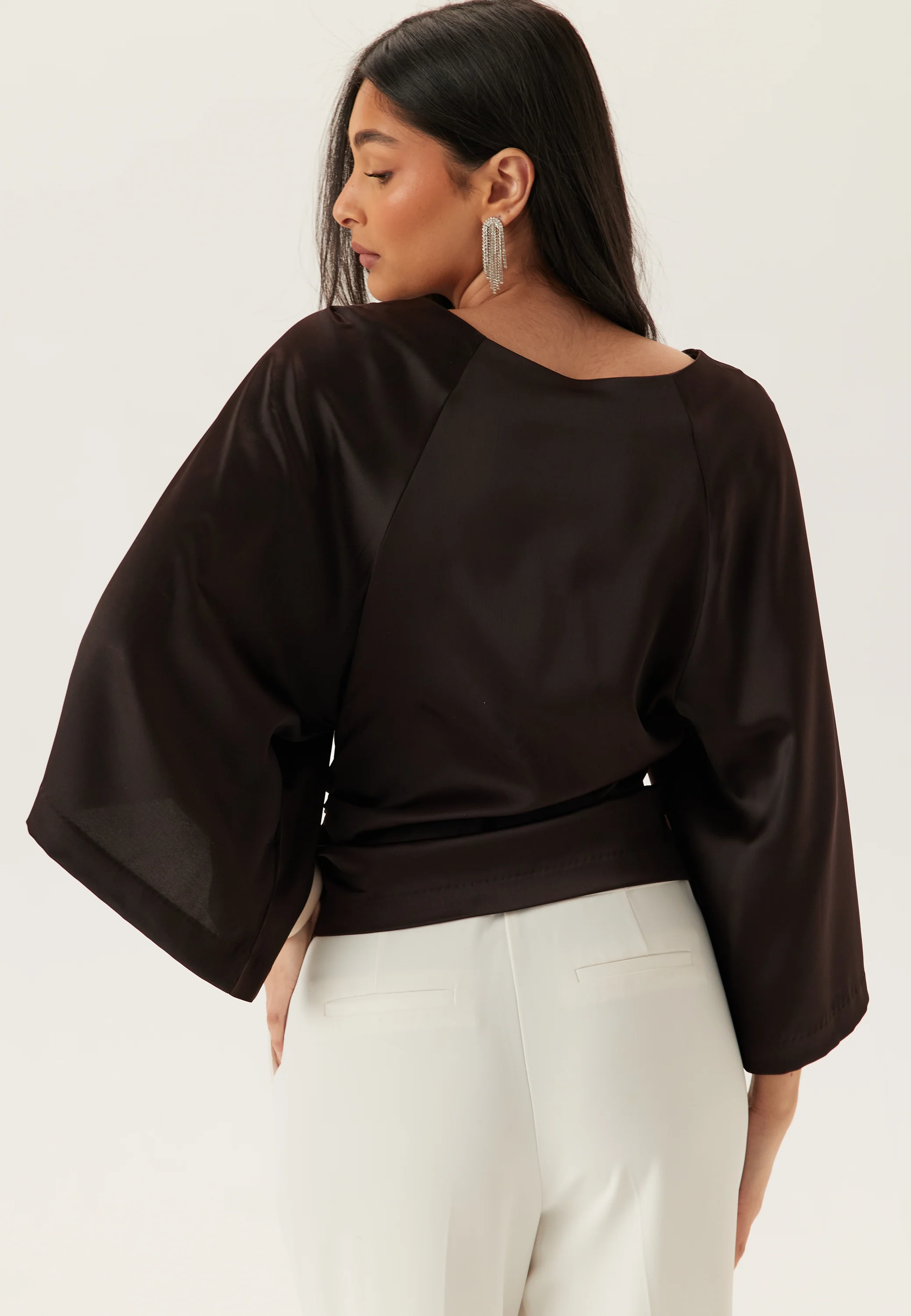 Wide Sleeve Satin Blouse - Image 5