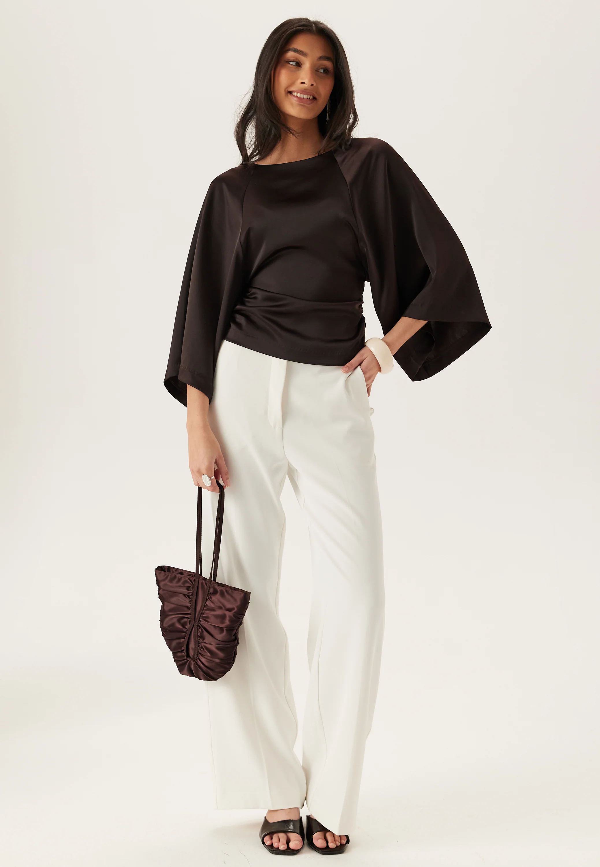 Wide Sleeve Satin Blouse - Image 7